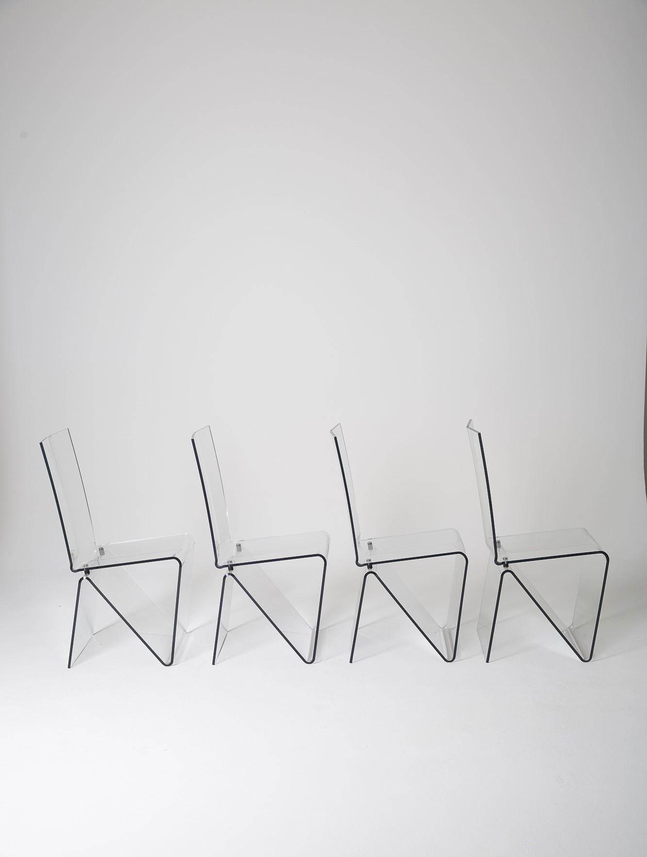 4 Altuglas chairs David Lange 1990s In Good Condition In PARIS, FR