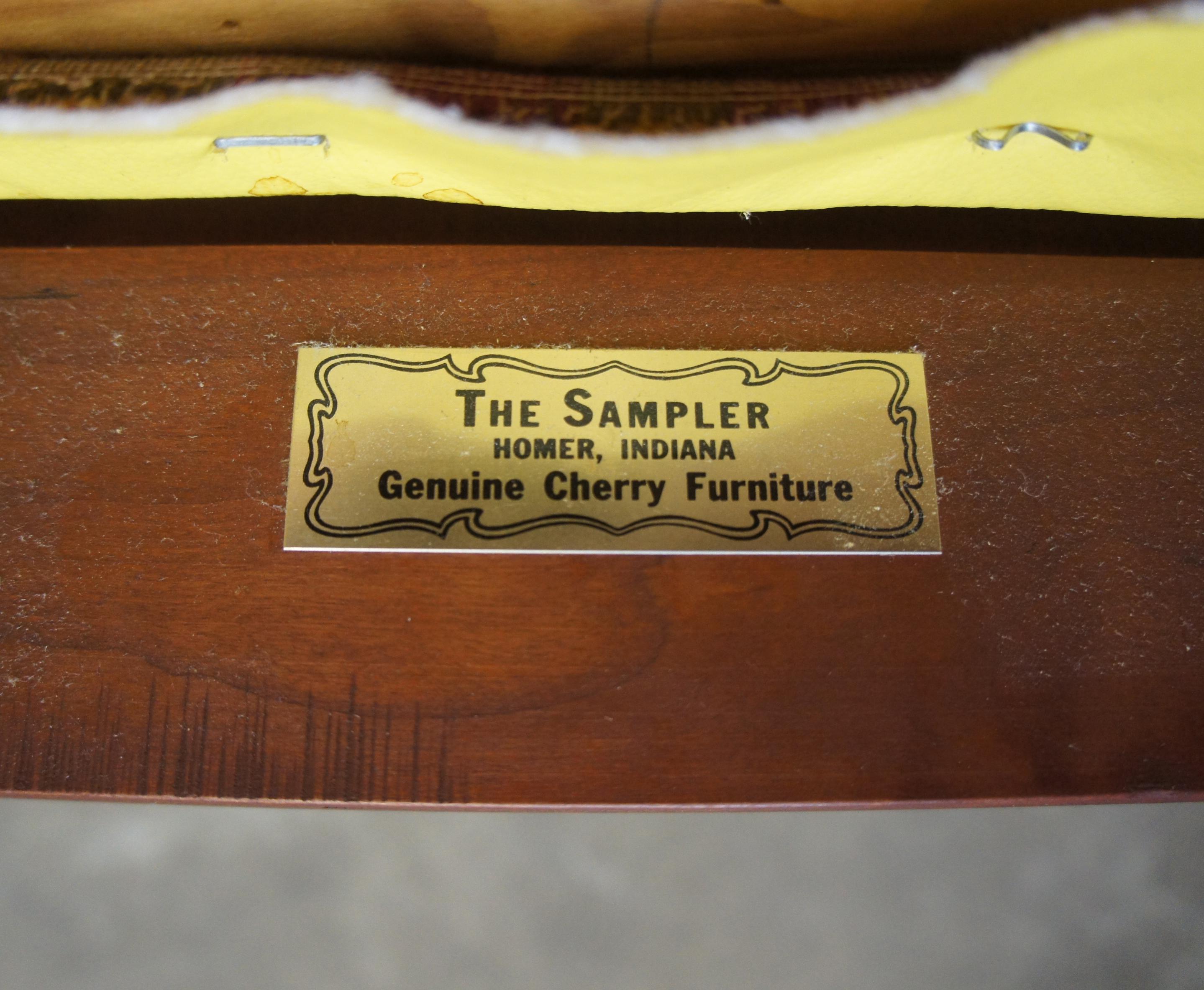4 American Empire Solid Cherry Dining Chairs by The Sampler Vinyl Seat 3