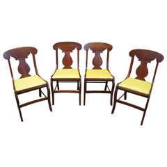 4 American Empire Solid Cherry Dining Chairs by The Sampler Vinyl Seat
