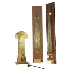 4 Antic BRONZE Objects in 3 Postmodern Frames, att. CLAUDE DE MUZAC, France 1970