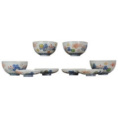 #4 Cuencos Chaiwan japoneses antiguos de los siglos XVIII y XIX Tazón con tapa de porcelana para beber té