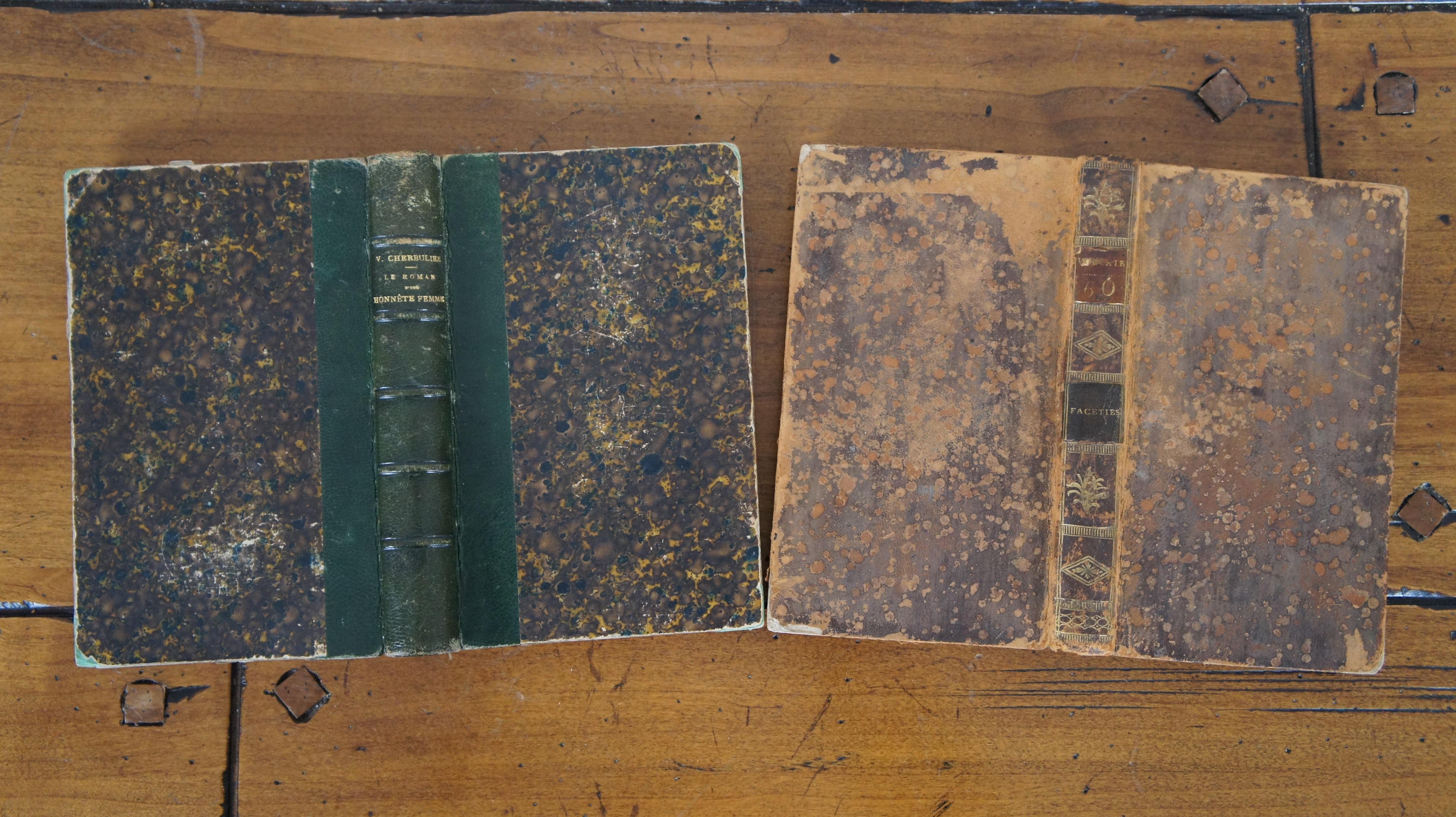 4 Antique 18th & 19th French Hard Back Leather Bound Books Paris France For Sale 5