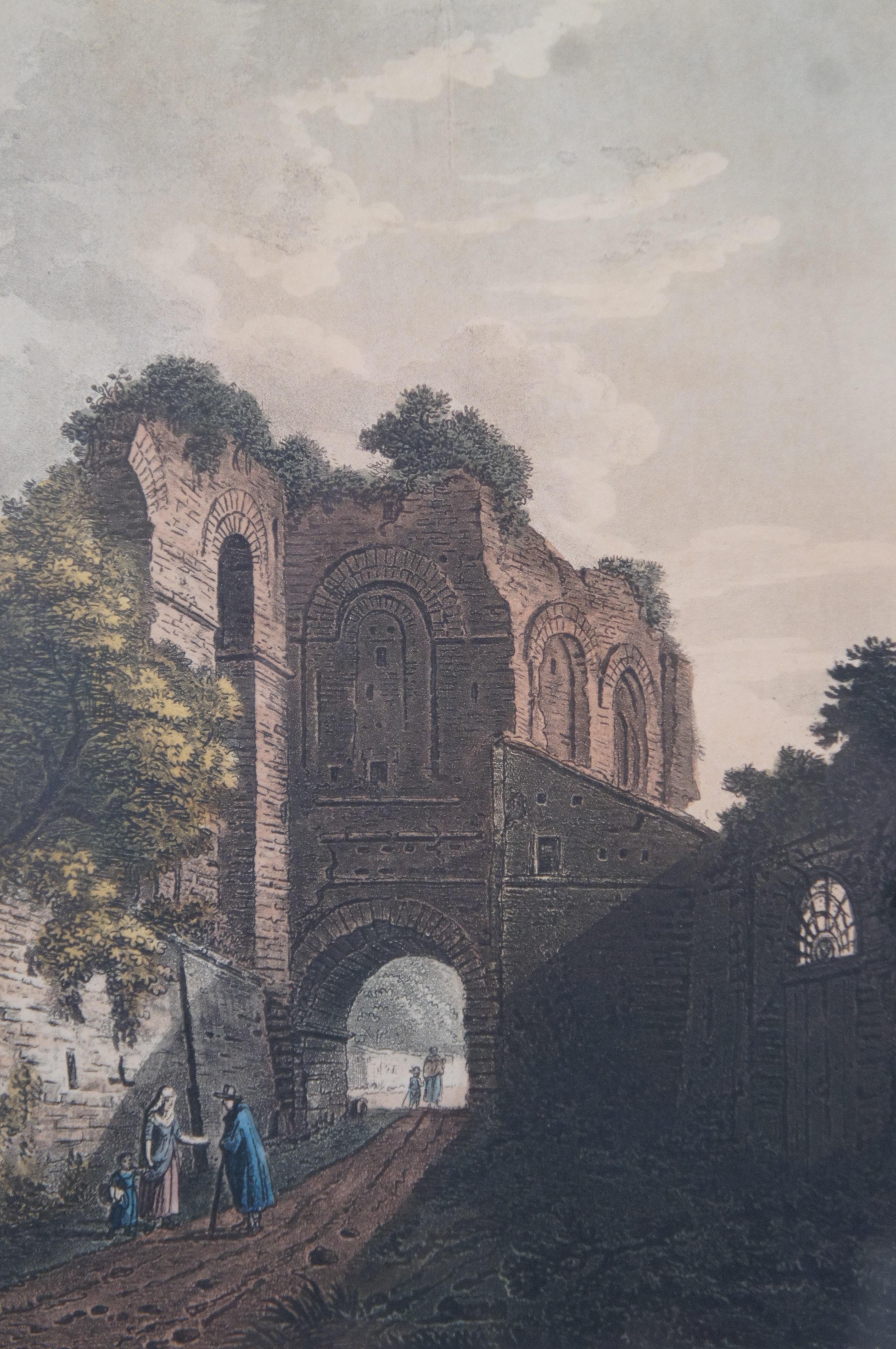 4 Antique 18th Century James Merigot Views of Rome Colored Engravings 4