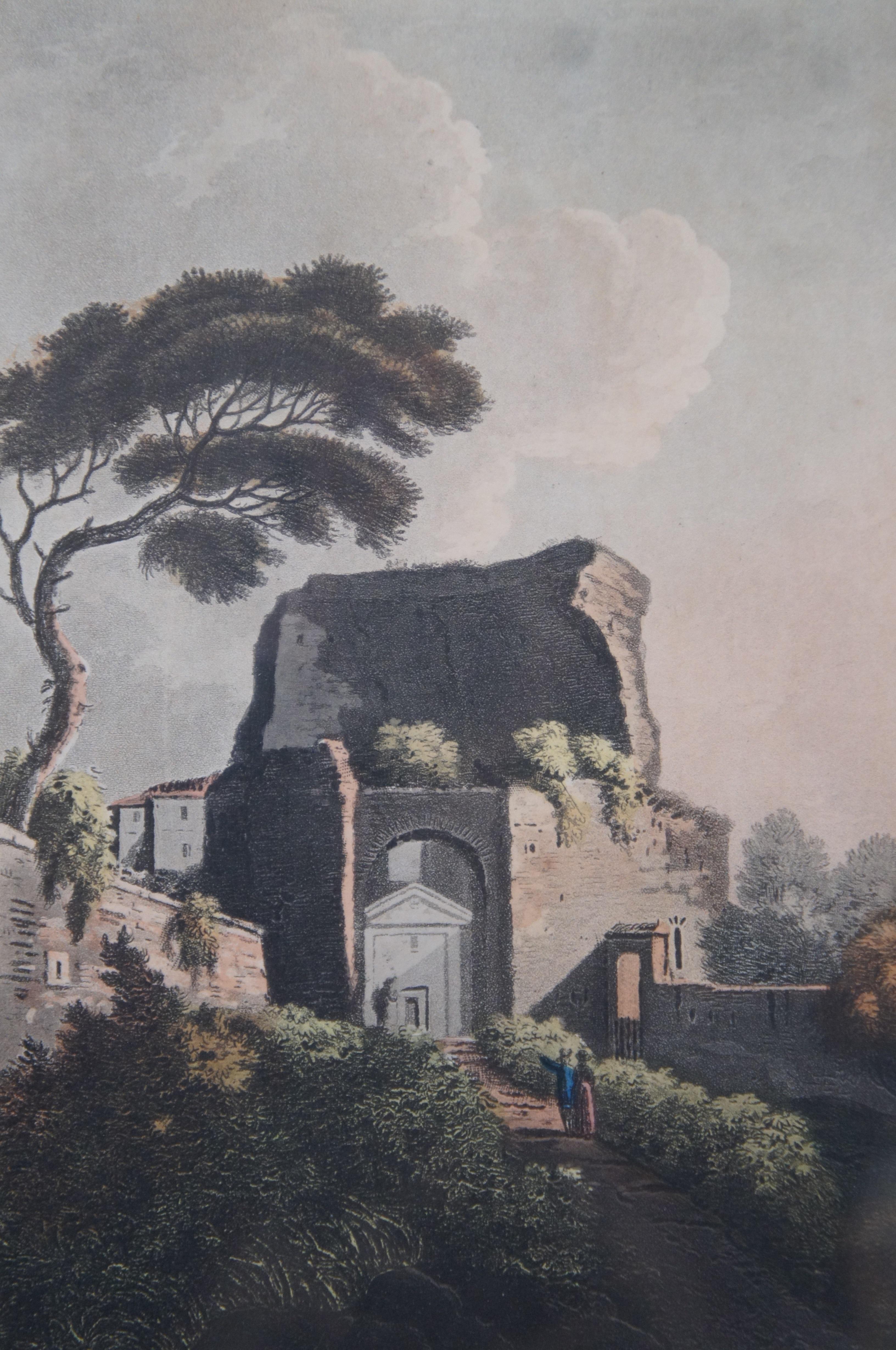 Paper 4 Antique 18th Century James Merigot Views of Rome Colored Engravings
