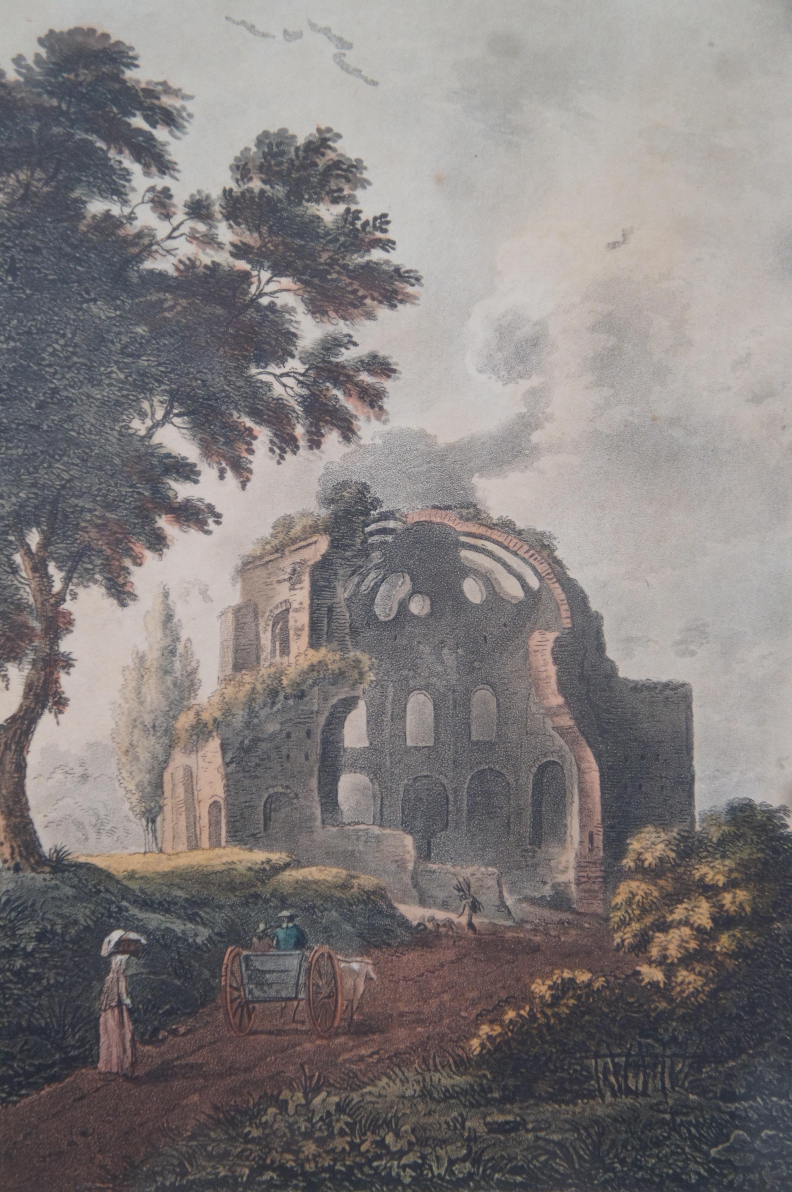4 Antique 18th Century James Merigot Views of Rome Colored Engravings 2