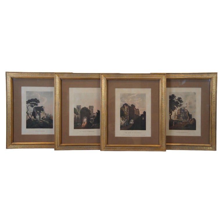 4 Antique 18th Century James Merigot Views of Rome Colored Engravings ...