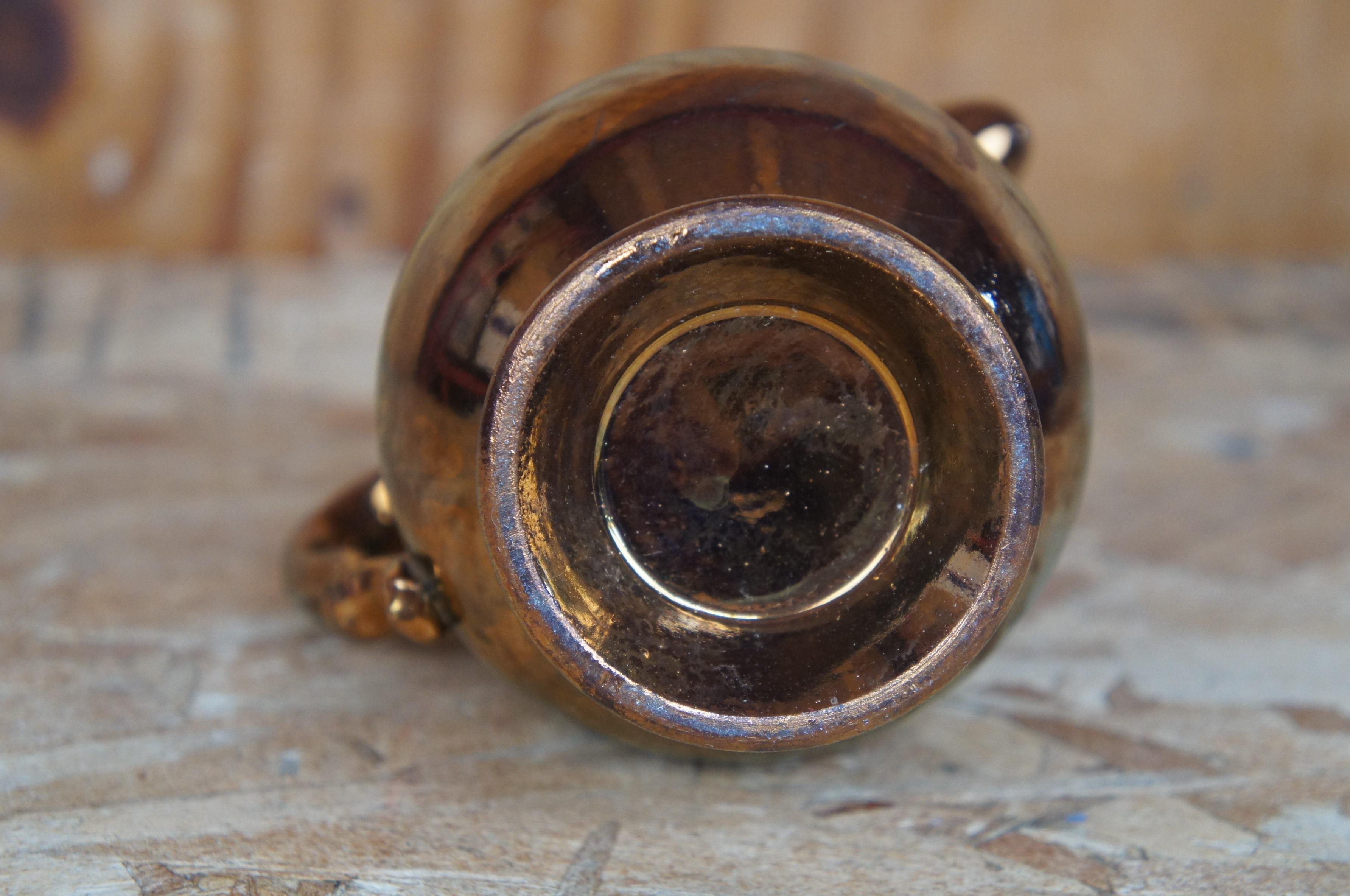 4 Antique 19th Century English Copper Lusterware Creamer Pitchers Jugs Bowl 5