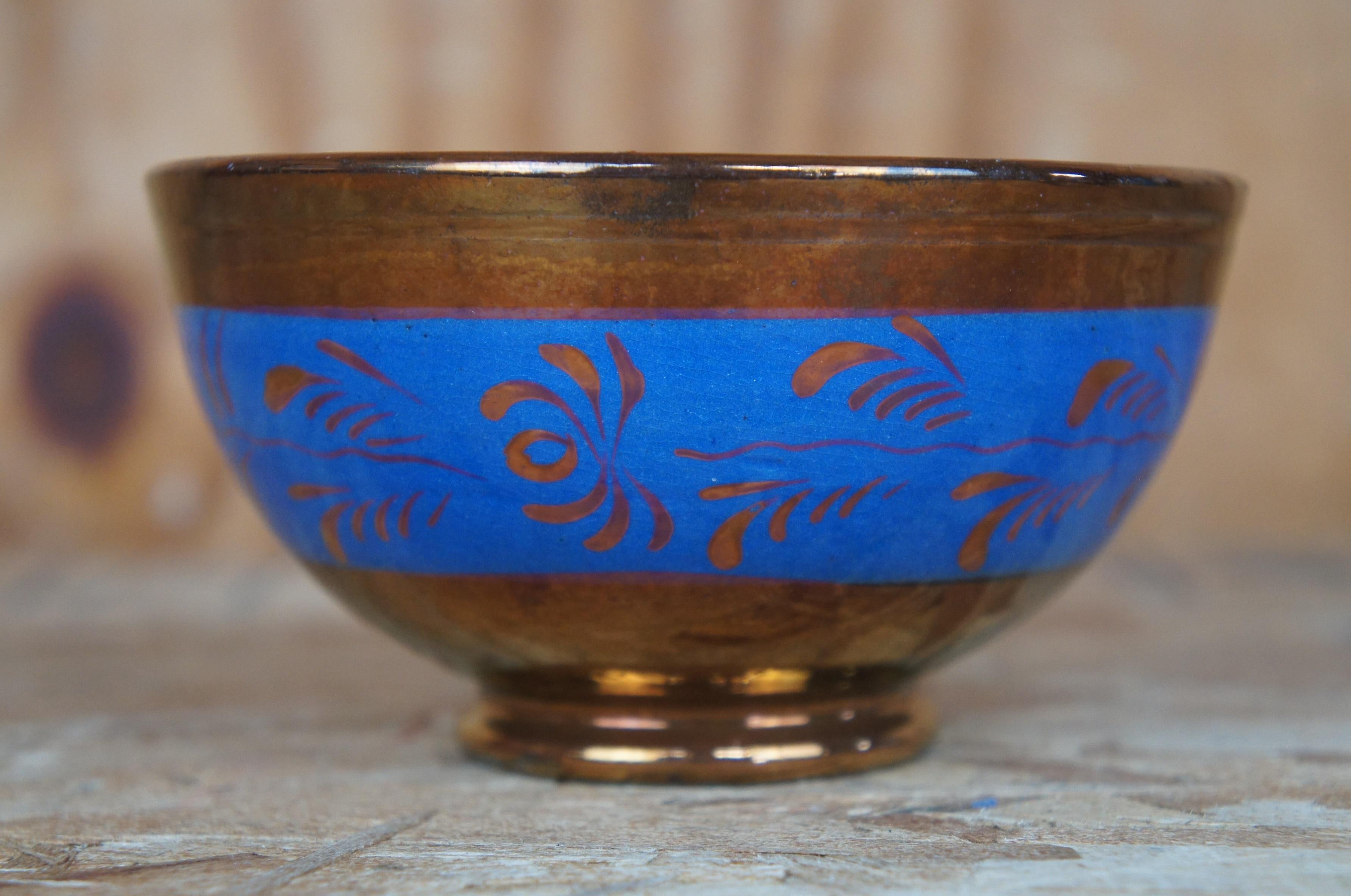 Porcelain 4 Antique 19th Century English Copper Lusterware Creamer Pitchers Jugs Bowl 5
