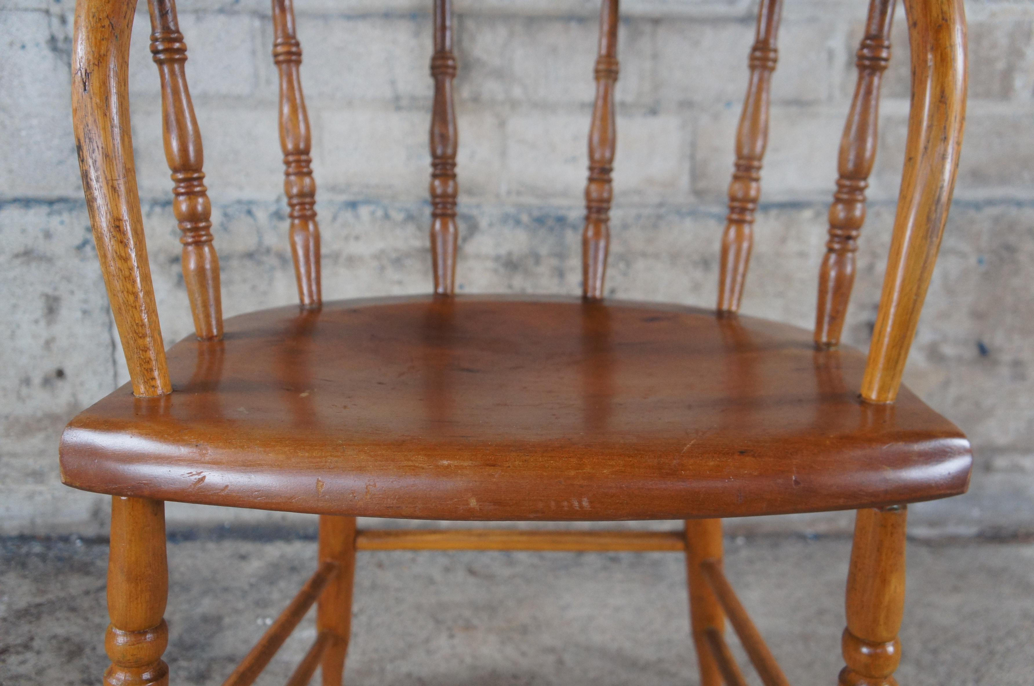 4 Antique American Oak Barrel Back Saloon Pub Tavern Caboose Captains Chairs Set For Sale 6
