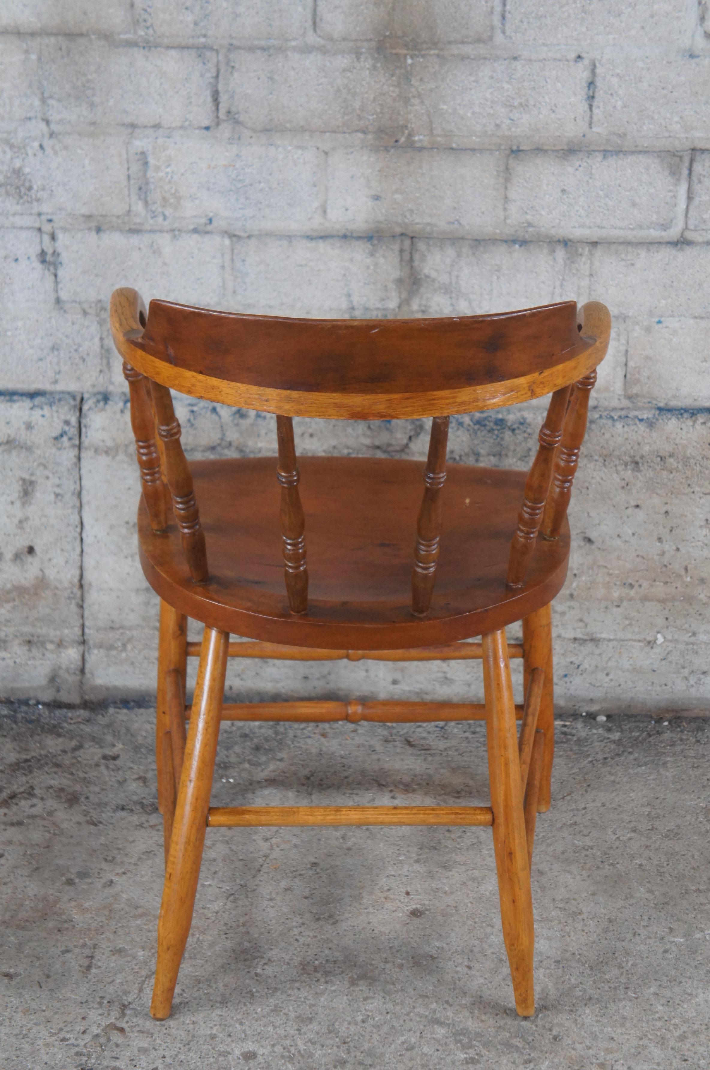 4 Antique American Oak Barrel Back Saloon Pub Tavern Caboose Captains Chairs Set For Sale 4