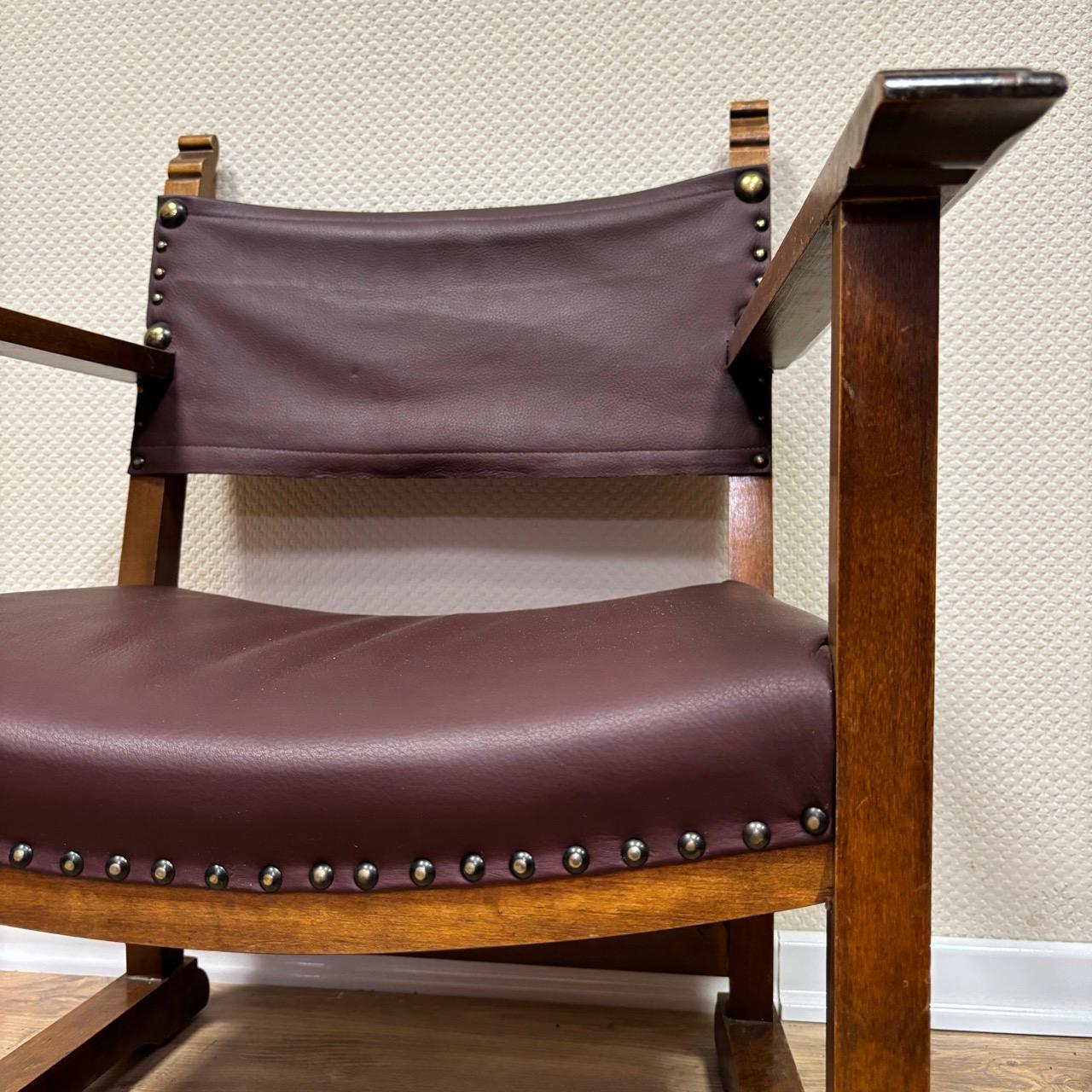 4 antique armchairs by Alfred Loos  Vienna 1930  walnut & leather For Sale 5
