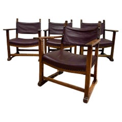 4 antique armchairs by Alfred Loos  Vienna 1930  walnut & leather