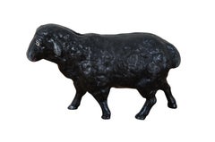 4 Antique Cast Iron Painted Sheep Lamb Ewe Coin Penny Still Banks 6"