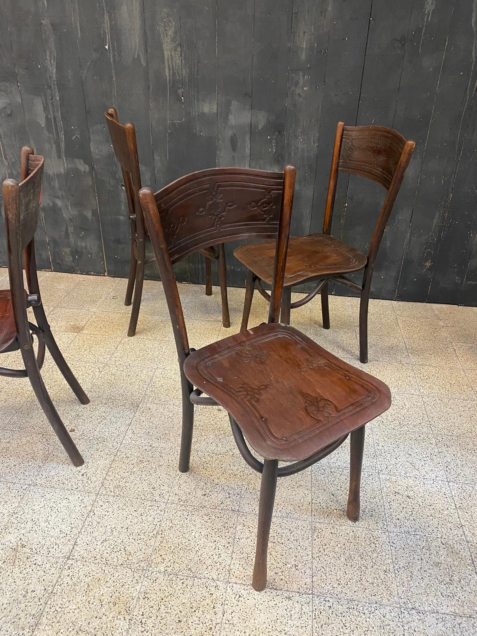 4 Antique chairs from Jacob & Josef Kohn,
circa 1900.
Some flaws.