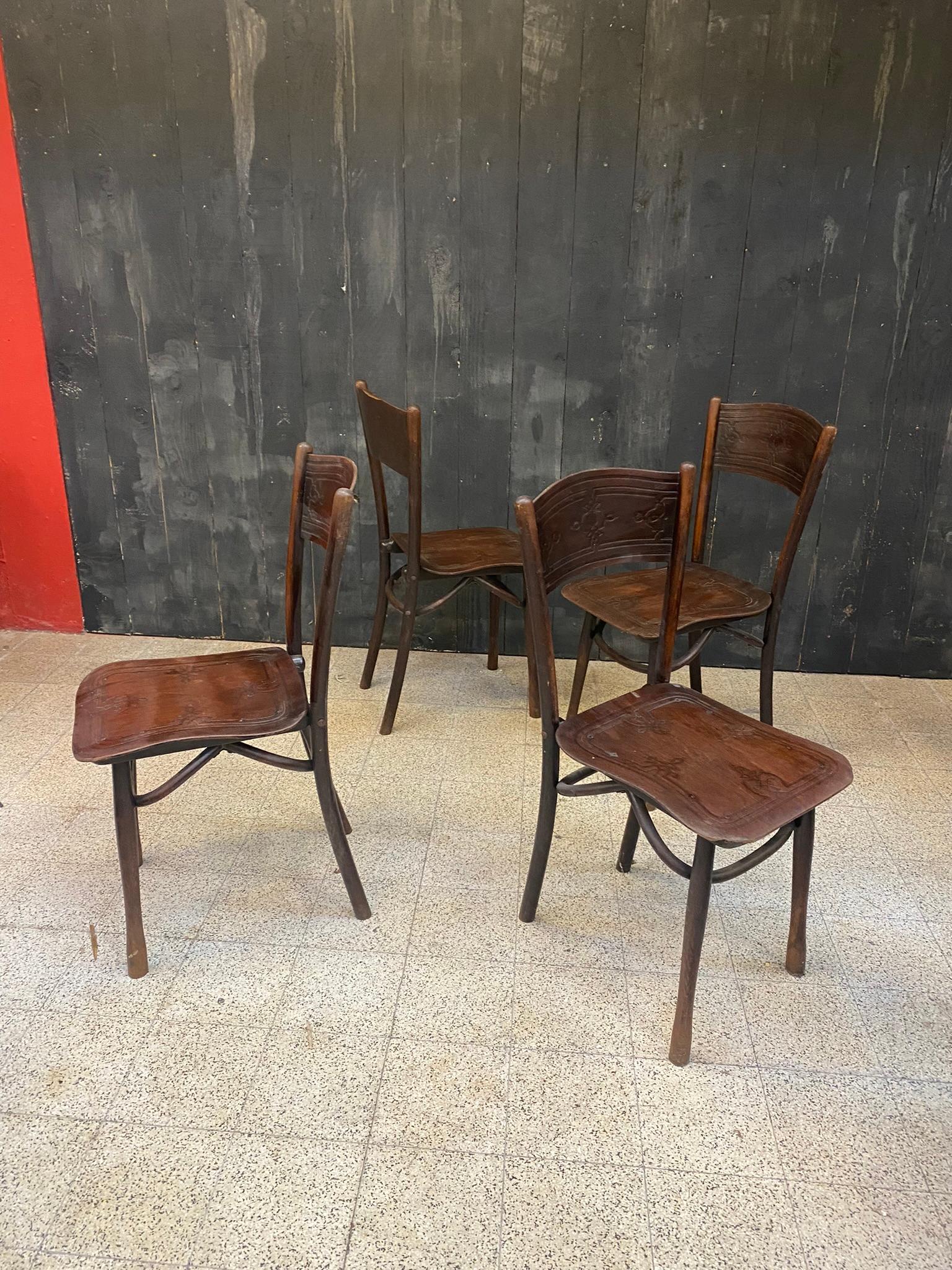 Austrian 4 Antique Chairs from Jacob & Josef Kohn, circa 1900 For Sale