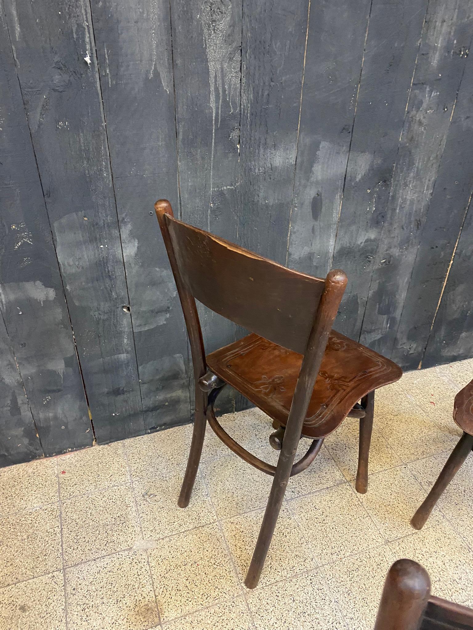 4 antike Stühle von Jacob & Josef Kohn, um 1900 im Zustand „Gut“ im Angebot in Saint-Ouen, FR