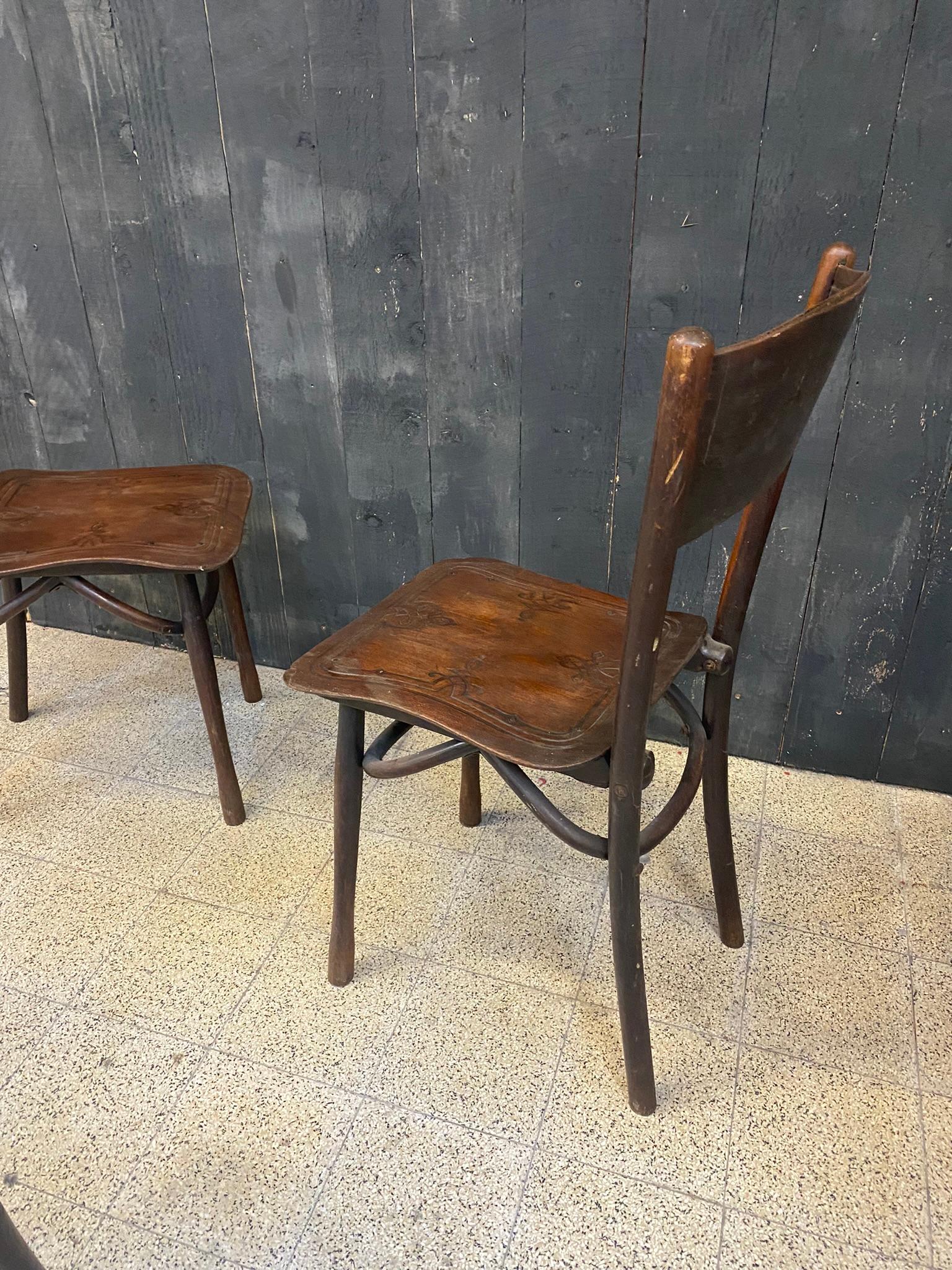4 antike Stühle von Jacob & Josef Kohn, um 1900 (Buchenholz) im Angebot