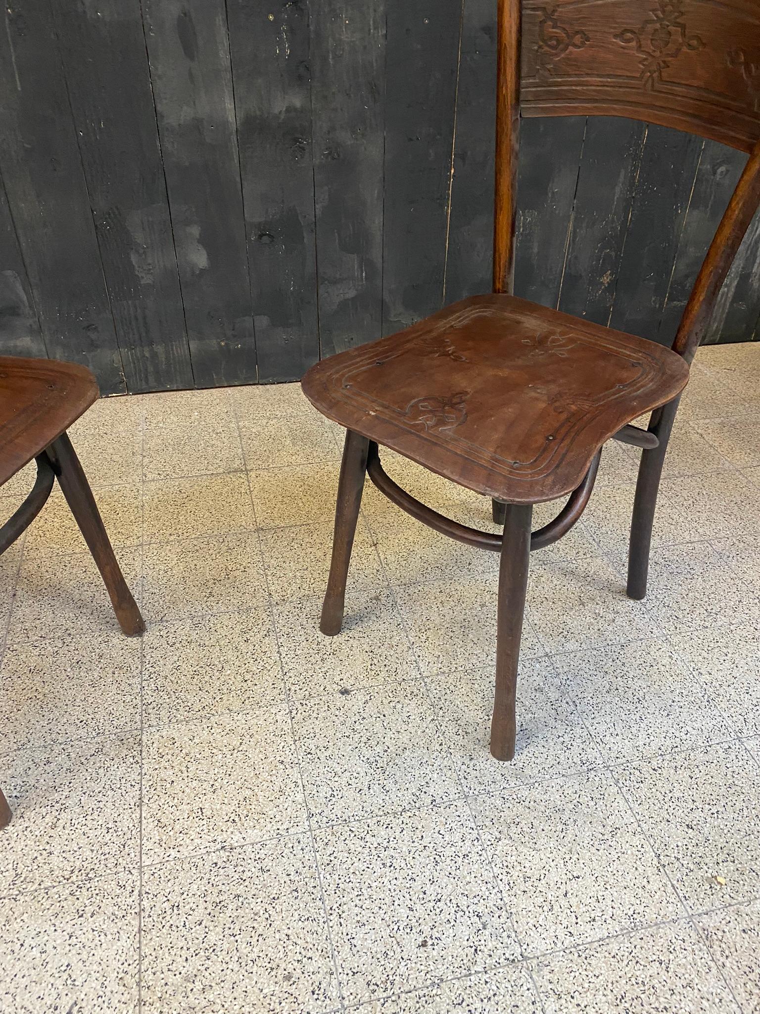 4 antike Stühle von Jacob & Josef Kohn, um 1900 im Angebot 2