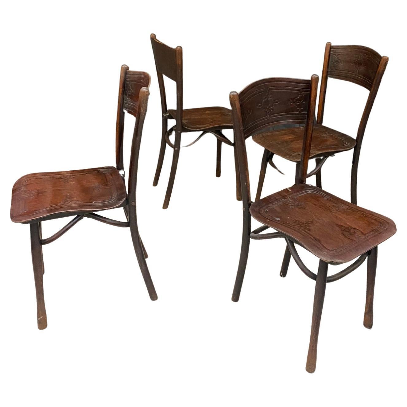 4 antike Stühle von Jacob & Josef Kohn, um 1900 im Angebot