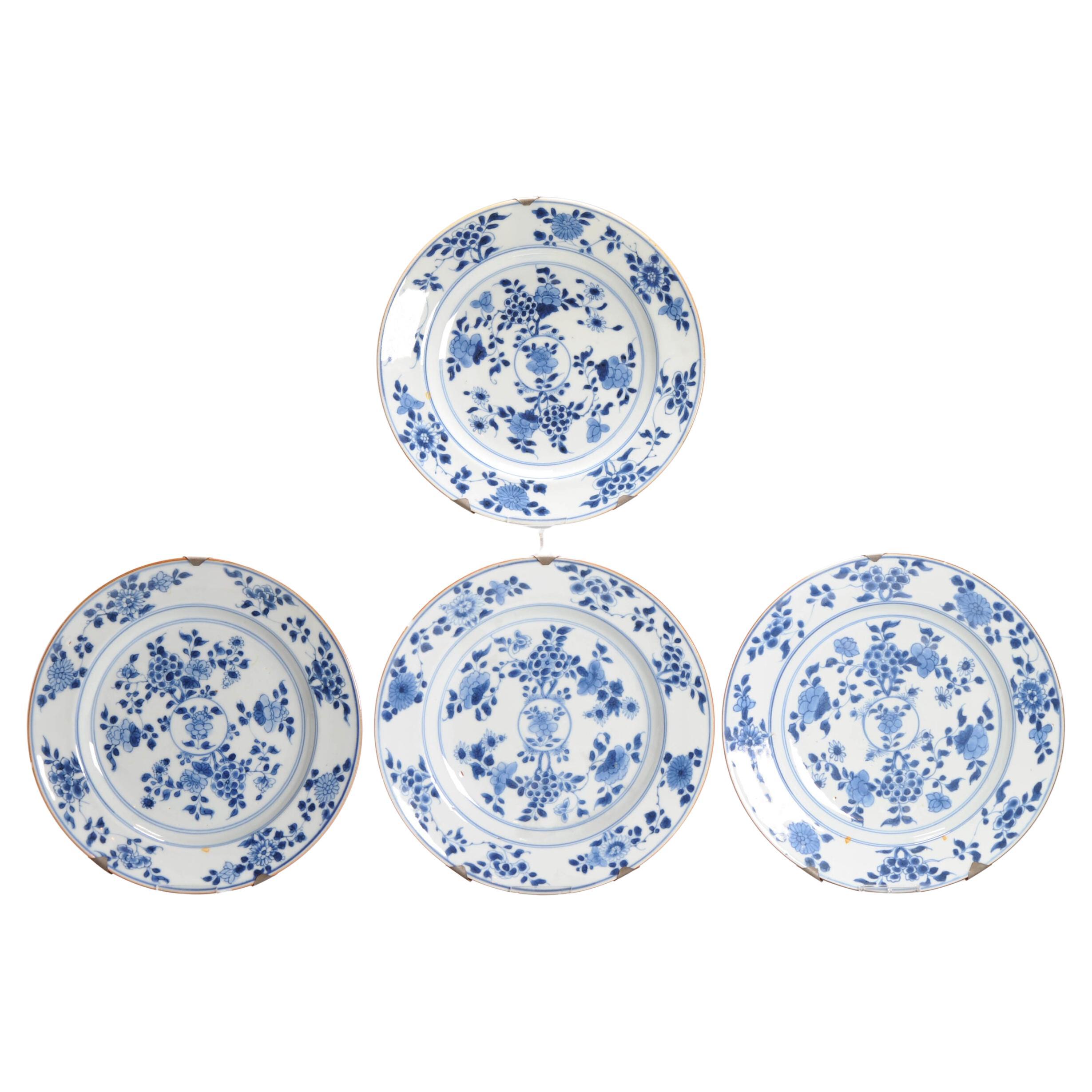 Antike chinesische Essteller aus der Kangxi-Periode #4 aus blauem und weißem Porzellan