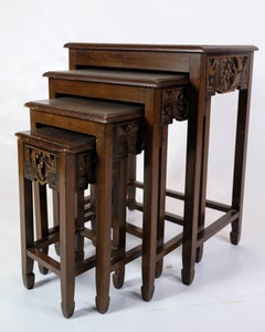 4 Antique Chinese Style Side Tables Made In Mahogany From 1930s