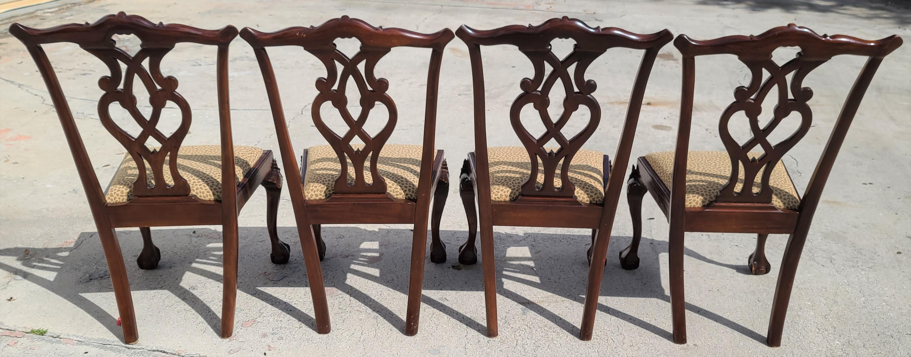 '4' Antique Chippendale Carved Mahogany Ball & Claw Dining Chairs 3