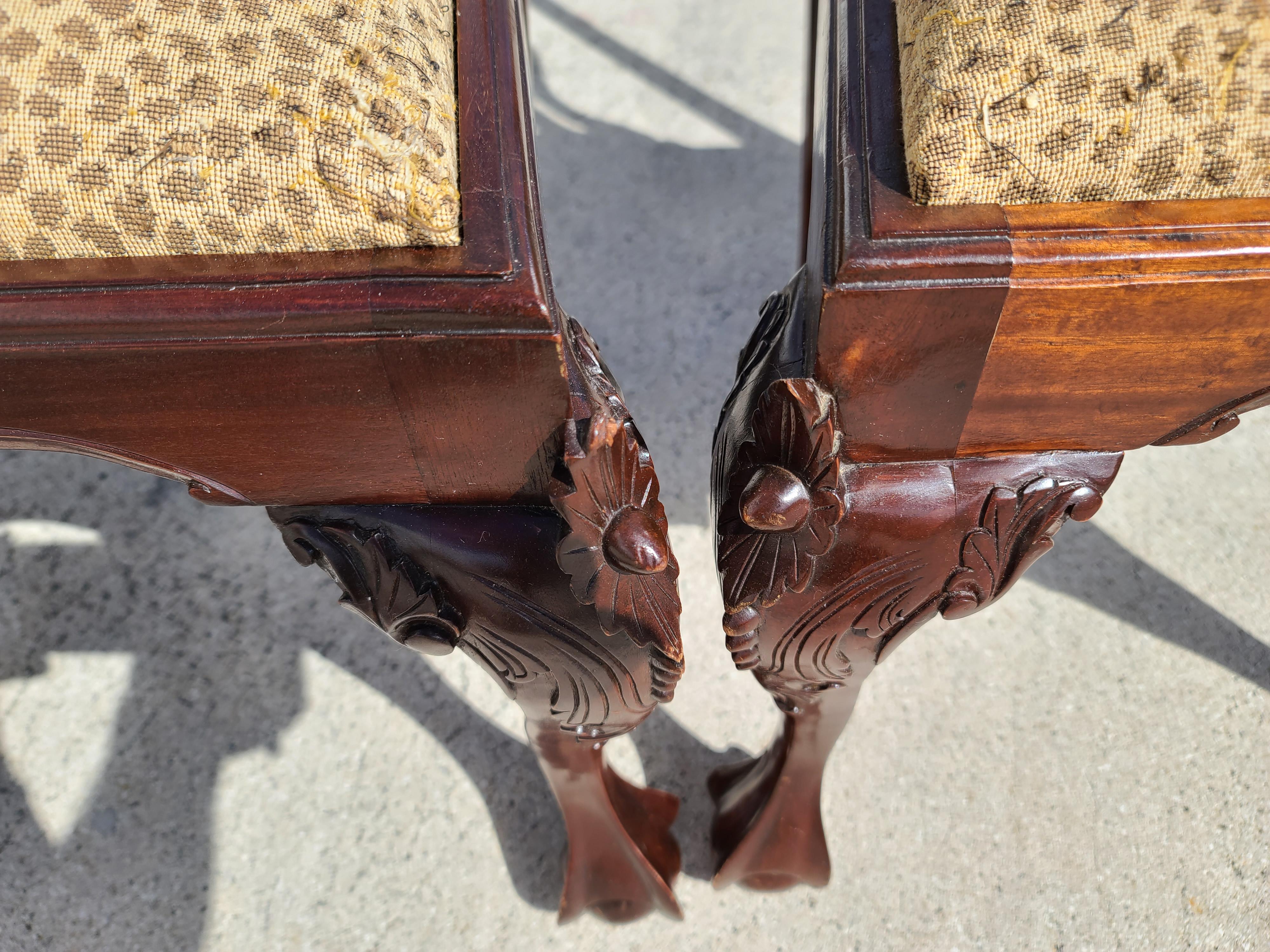 '4' Antique Chippendale Carved Mahogany Ball & Claw Dining Chairs 5