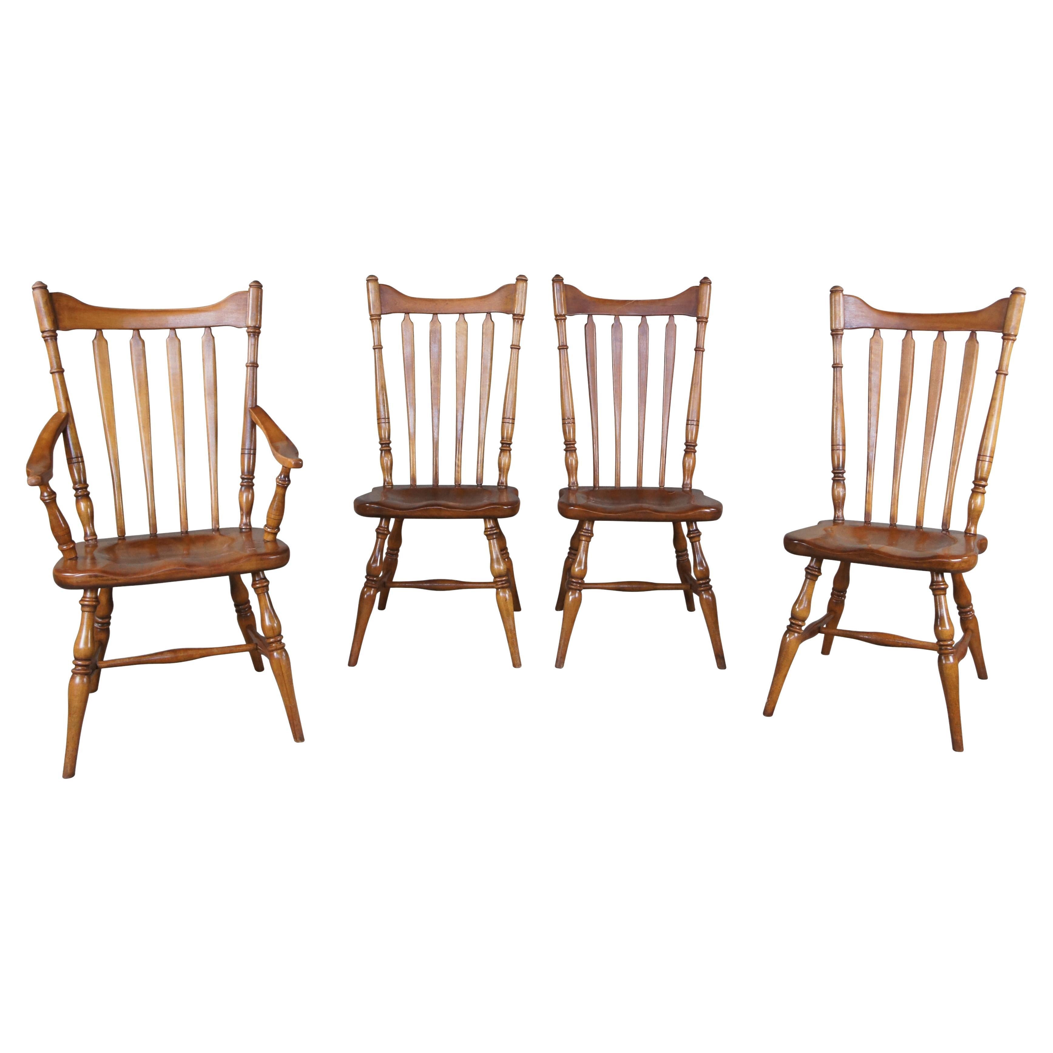 4 Antique Cushman Colonial Creation Fairfield Maple Dining Arm Side Chairs  For Sale