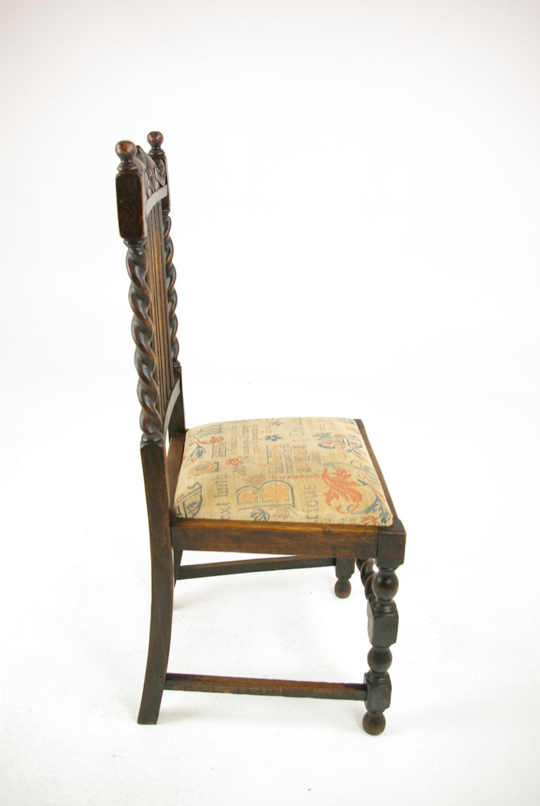 4 Antique Dining Chairs, Barley Twist Oak Dining Chairs, Scotland