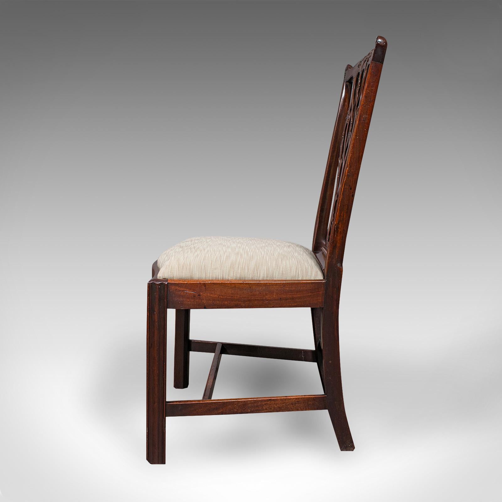 4 Antique Dining Room Chairs, English, Seat, After Chippendale, Georgian, C.1800 In Good Condition For Sale In Hele, Devon, GB
