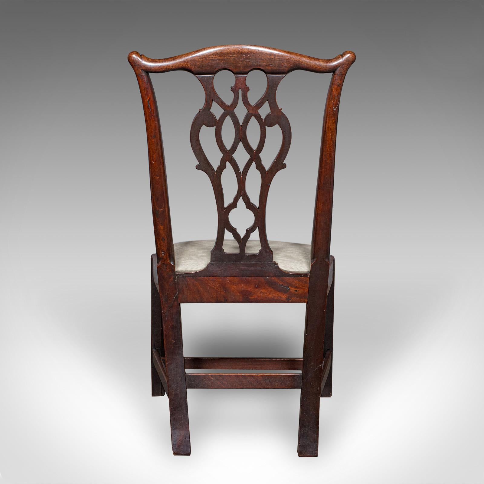 Early 19th Century 4 Antique Dining Room Chairs, English, Seat, After Chippendale, Georgian, C.1800 For Sale