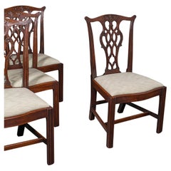4 antike Esszimmerstühle, Englisch, Sitz, nach Chippendale, Georgian, um 1800