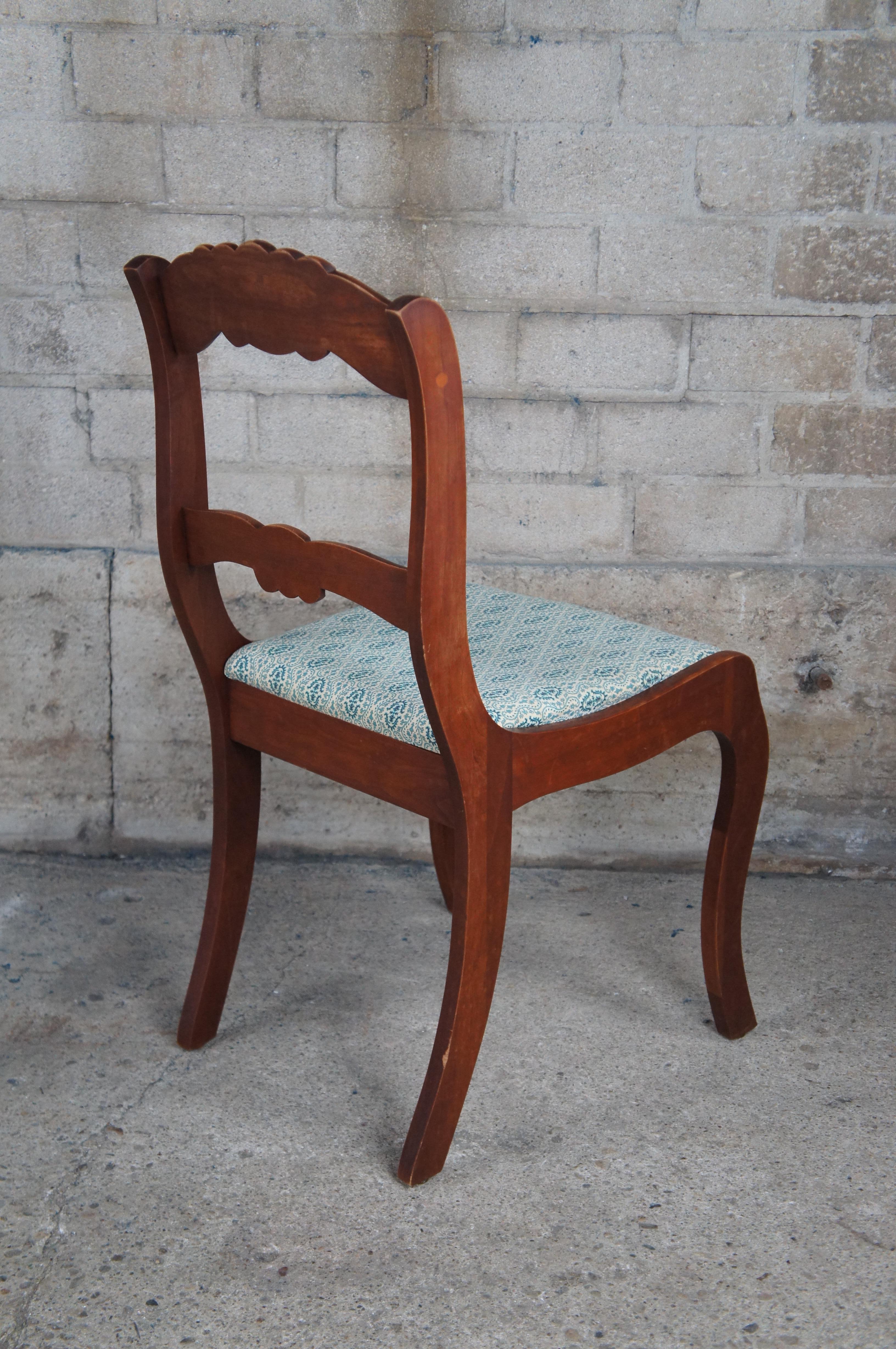 Mid-20th Century 4 Antique Duncan Phyfe Cherry Carved Floral Back Dining Room Chairs