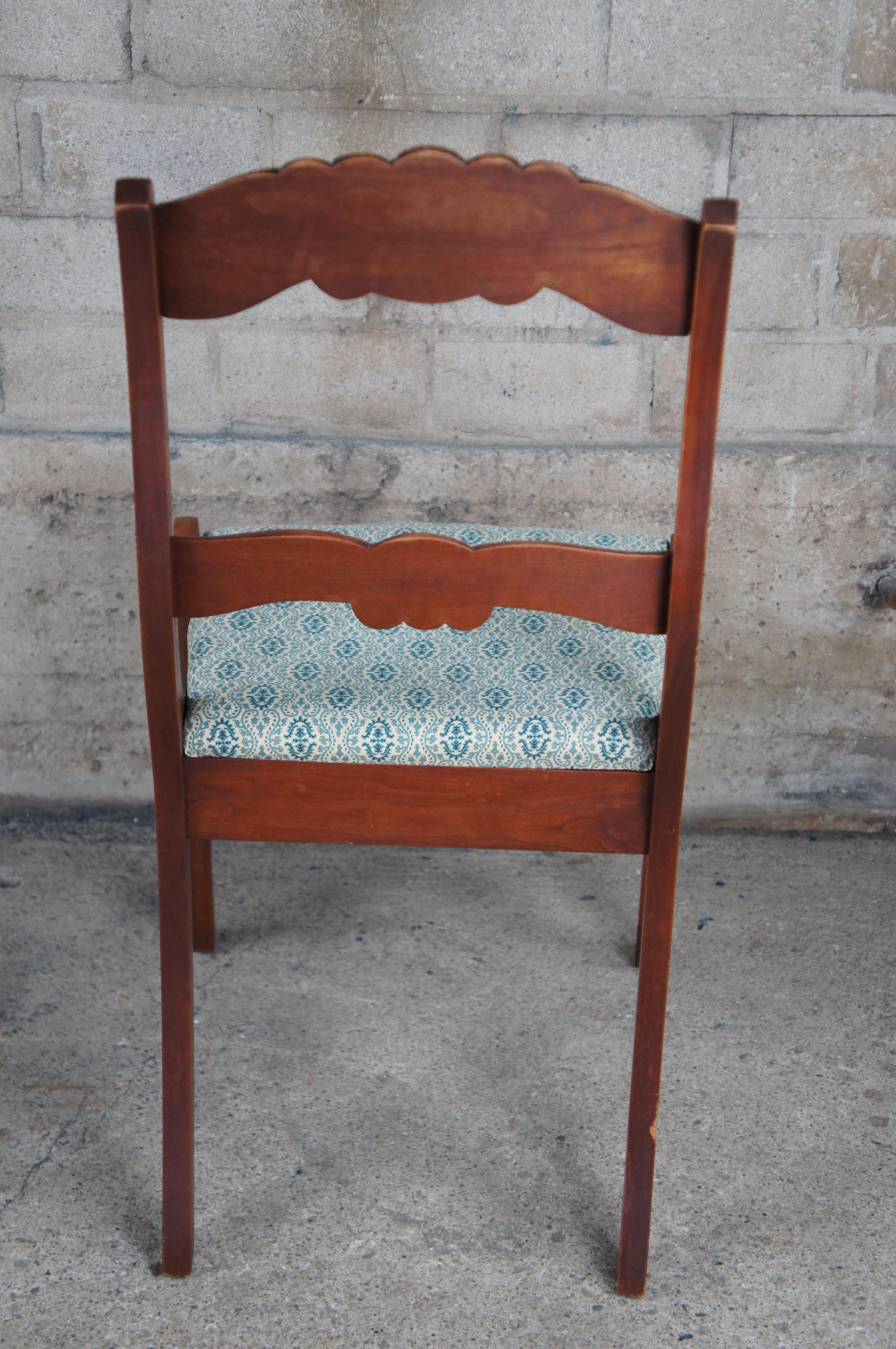 Upholstery 4 Antique Duncan Phyfe Cherry Carved Floral Back Dining Room Chairs
