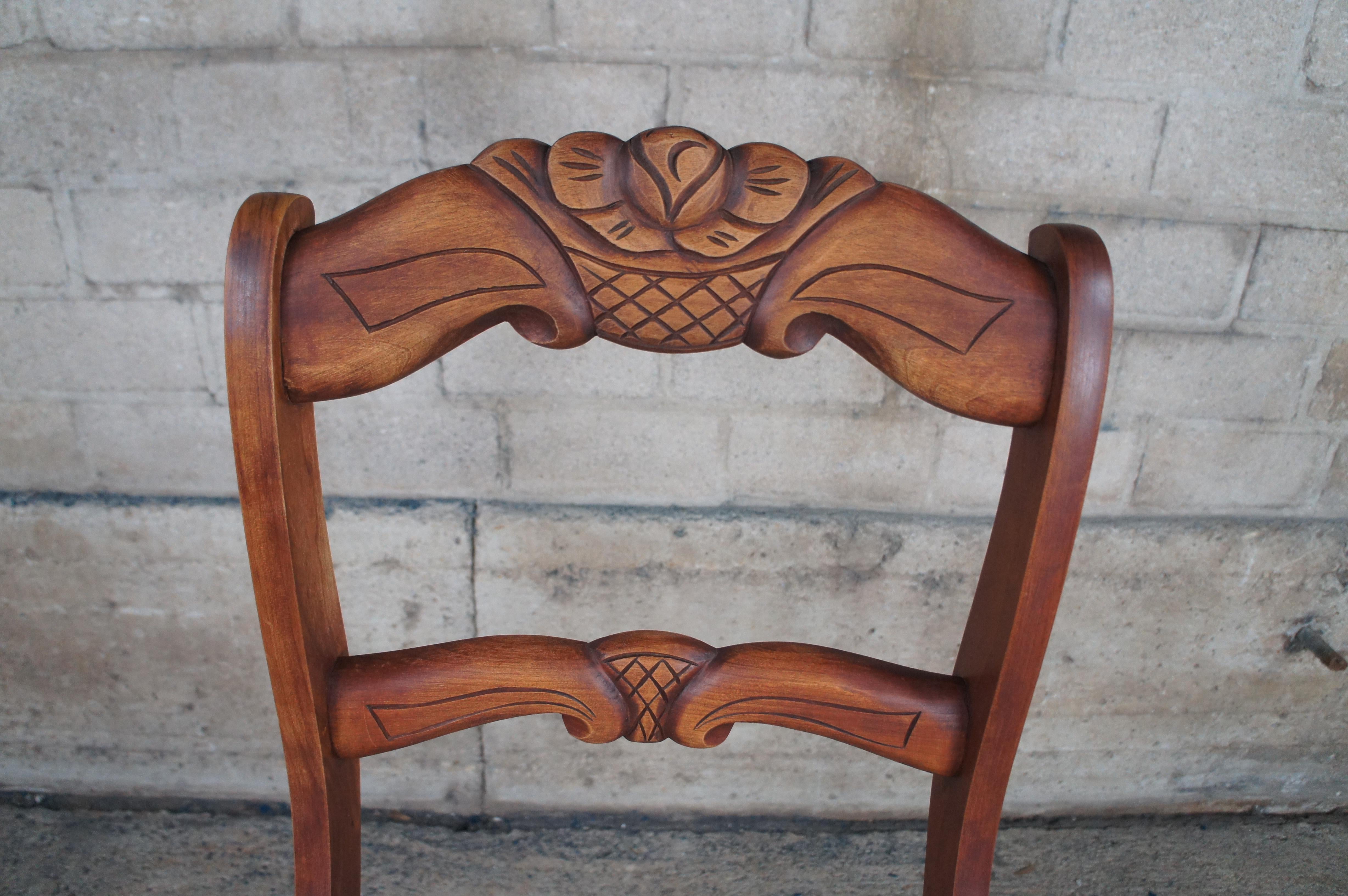 4 Antique Duncan Phyfe Cherry Carved Floral Back Dining Room Chairs 2
