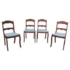 4 Antique Duncan Phyfe Cherry Carved Floral Back Dining Room Chairs