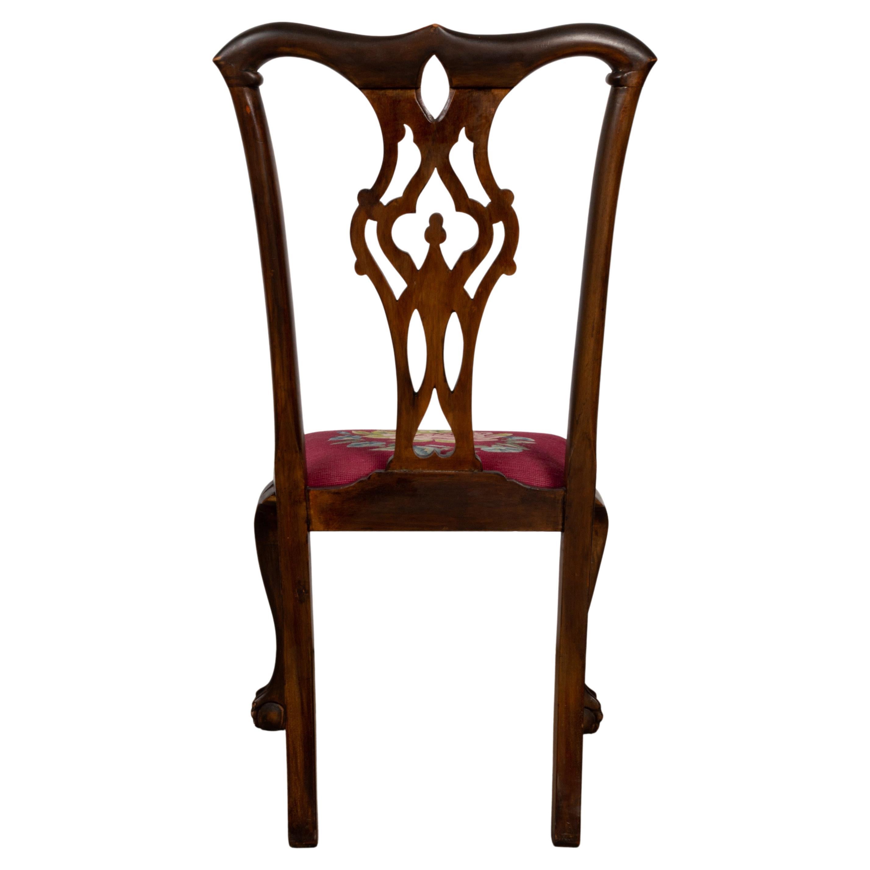 4 Antique English 19th Century Chippendale Revival Mahogany Chairs For Sale 9
