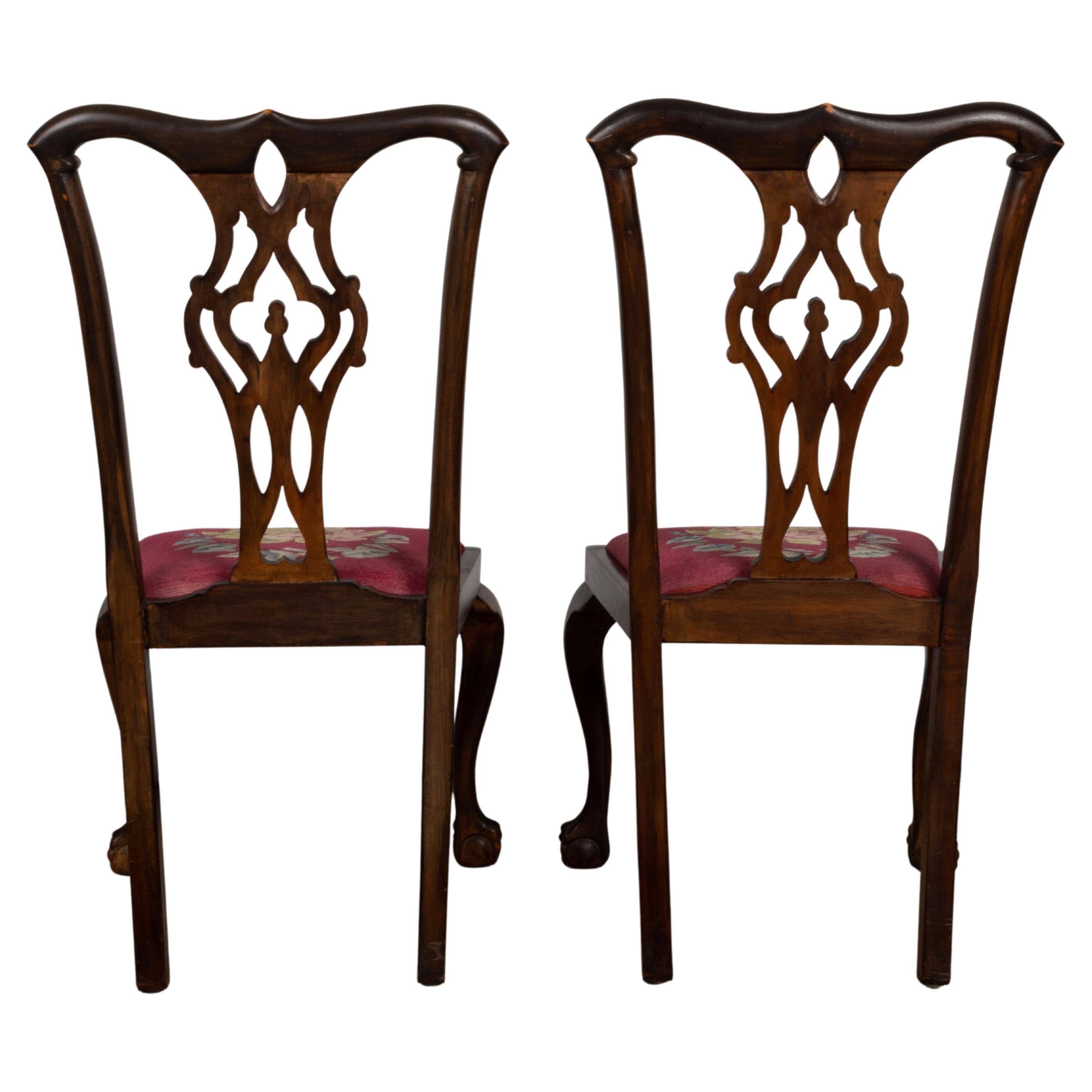 4 Antique English 19th Century Chippendale Revival Mahogany Chairs For Sale 10