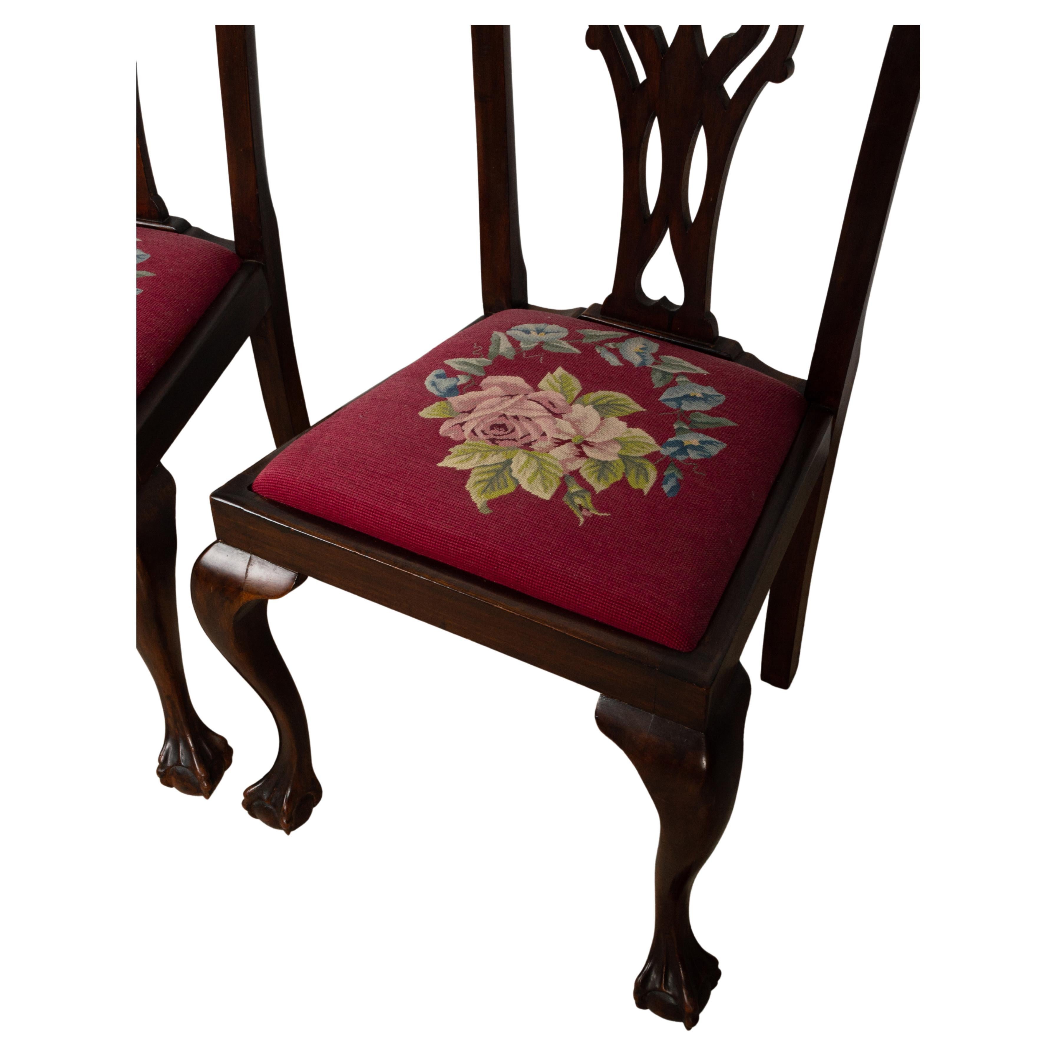 4 antike englische Chippendale-Revival-Mahagoni-Stühle des 19. Jahrhunderts im Angebot 8