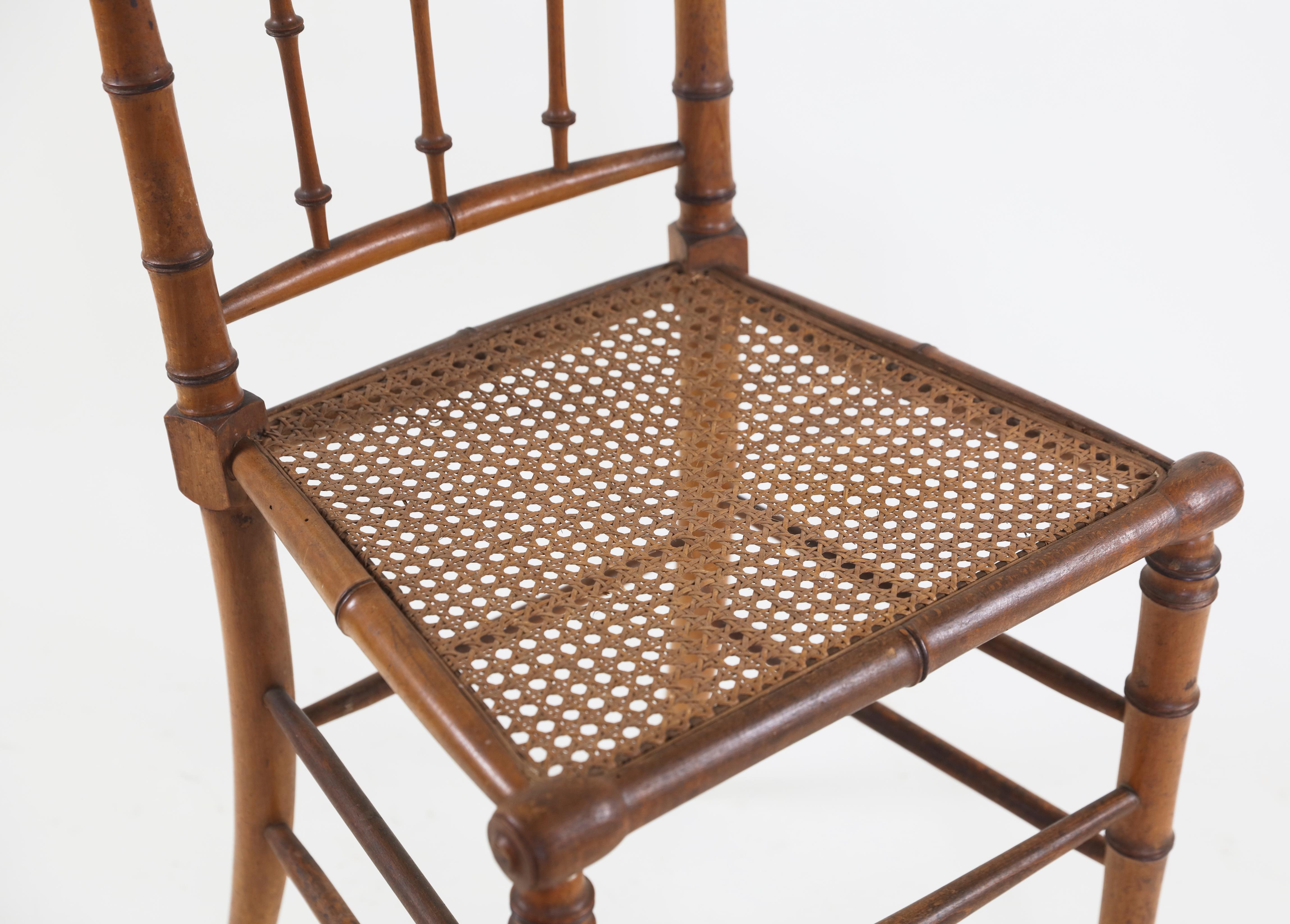 4 Antique Faux Bamboo Chairs In Good Condition In Bridgehampton, NY