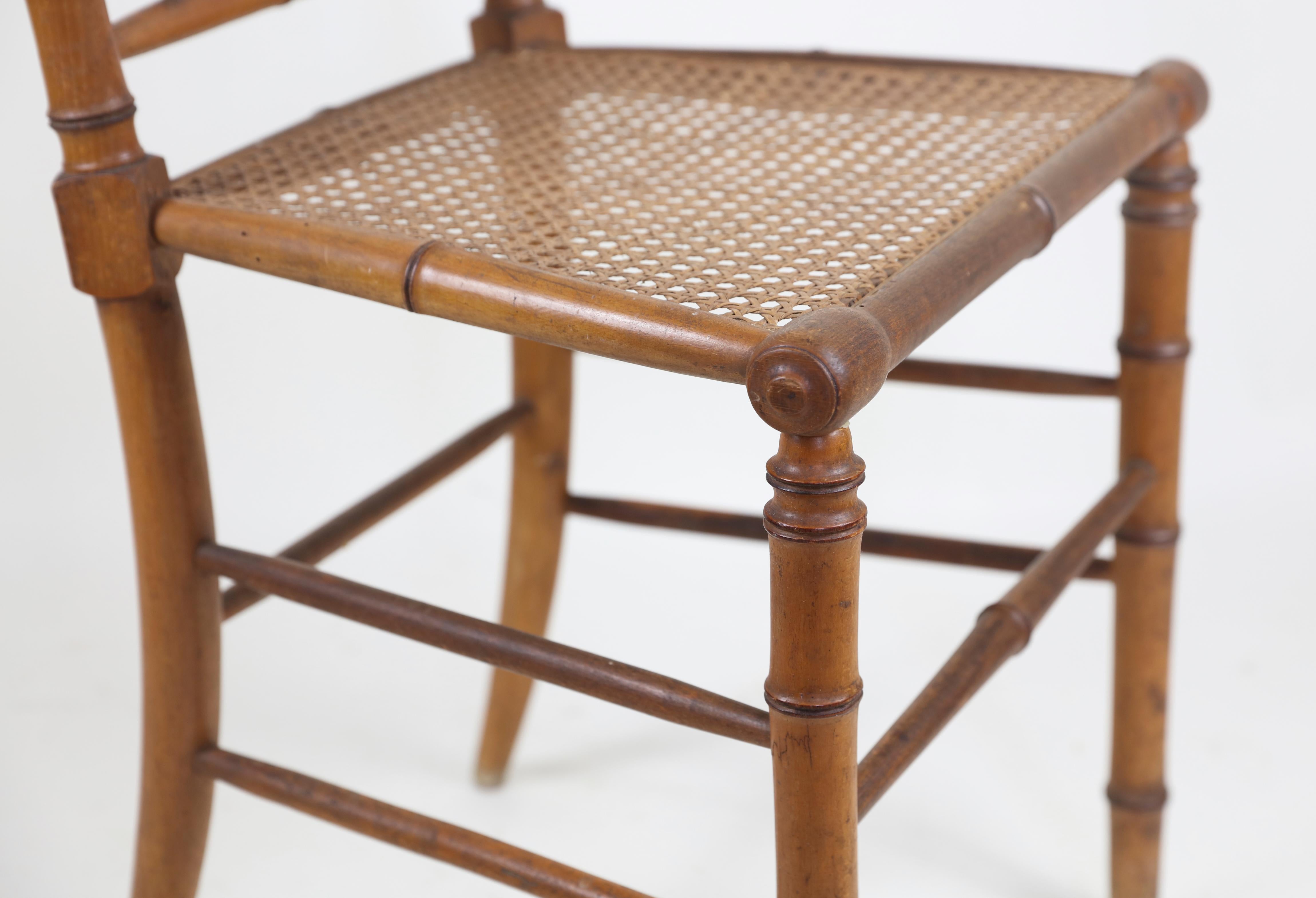 20th Century 4 Antique Faux Bamboo Chairs