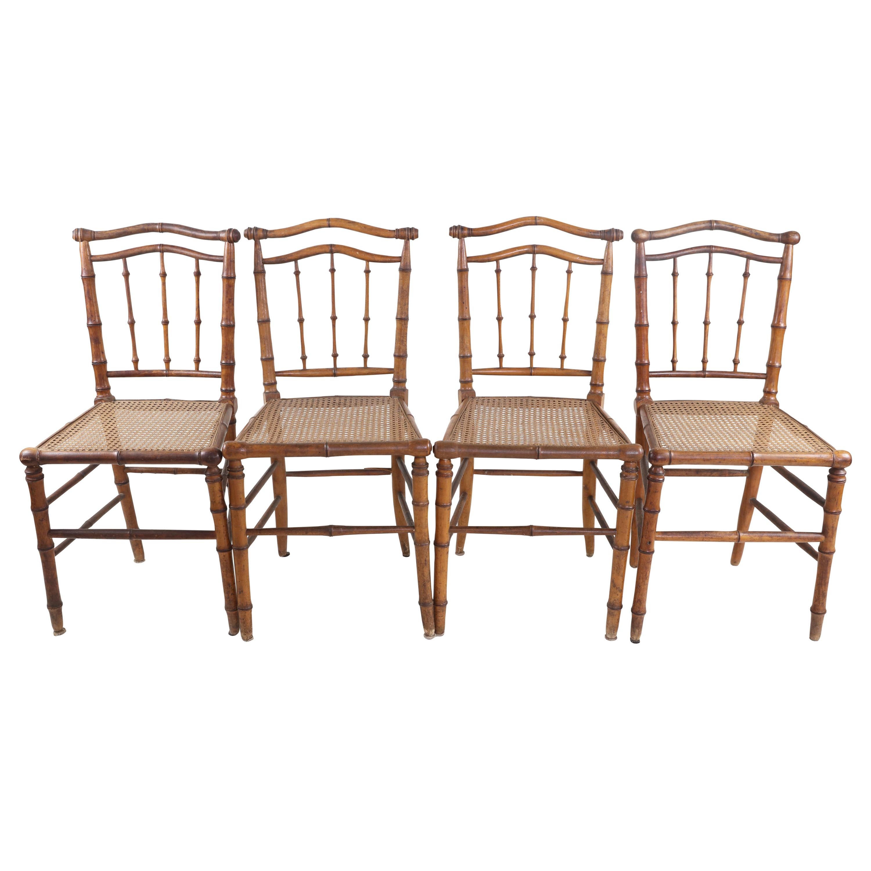 4 Antique Faux Bamboo Chairs