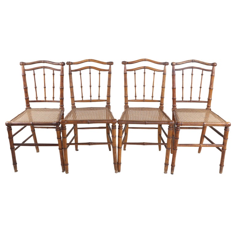 4 Antique Faux Bamboo Chairs at 1stDibs