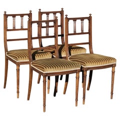 4 Antique hand carved Walnut Side Chairs-Claude Sené Style-Louis XVI-late 1900th