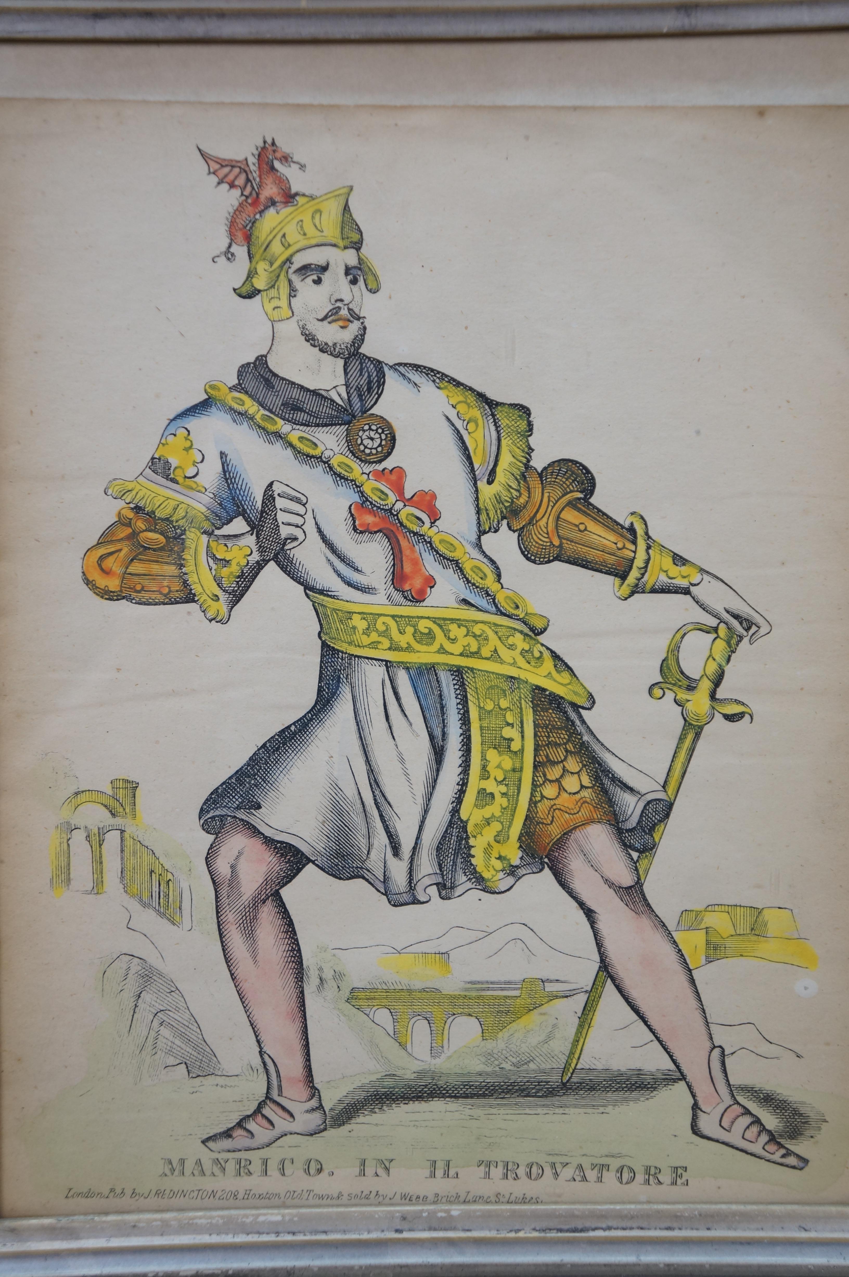 4 Antique J Redington London Shakespeare Theatrical Tinsel Etching Prints 13