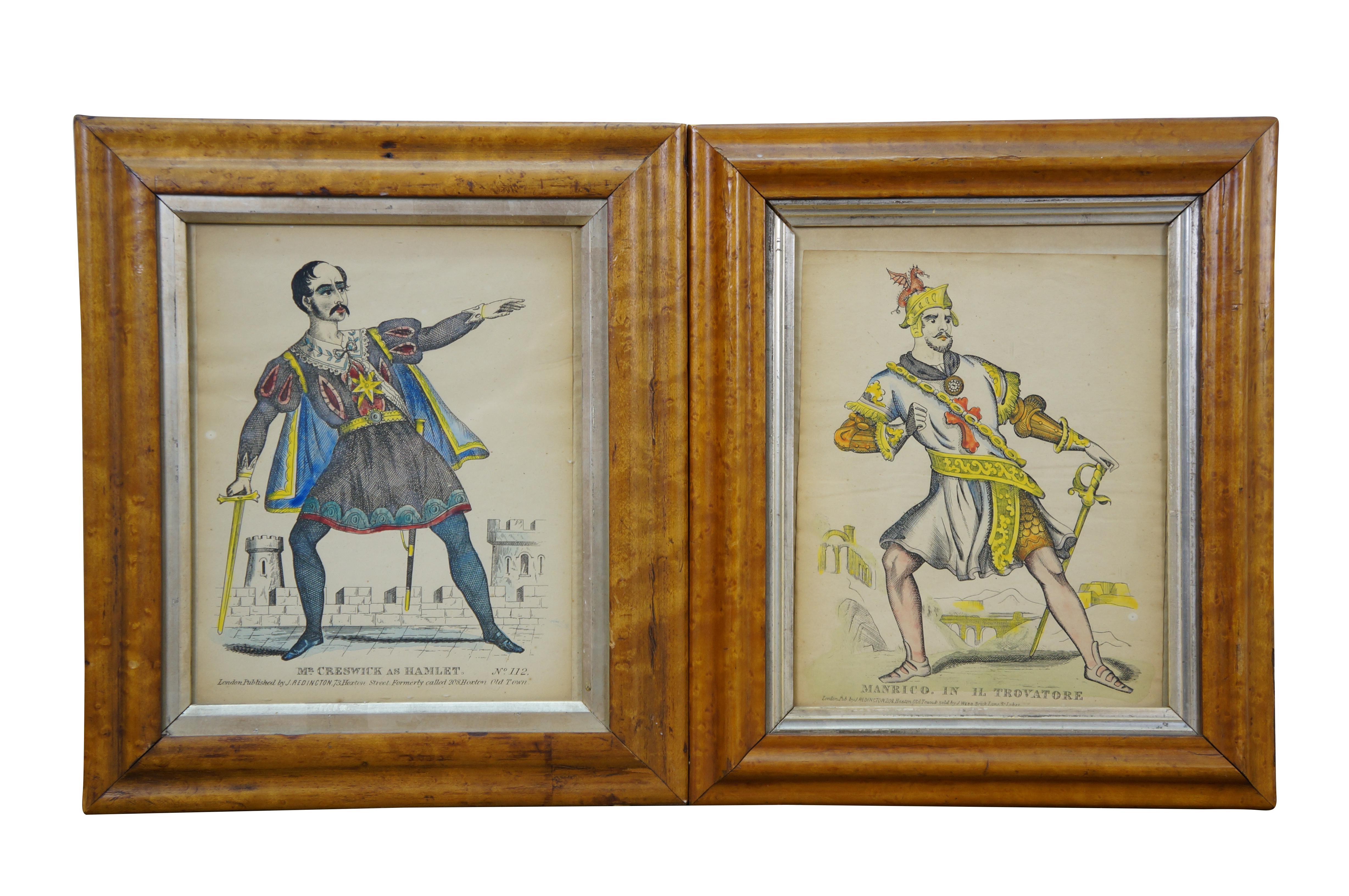 4 Antique J Redington London Shakespeare Theatrical Tinsel Etching Prints 13