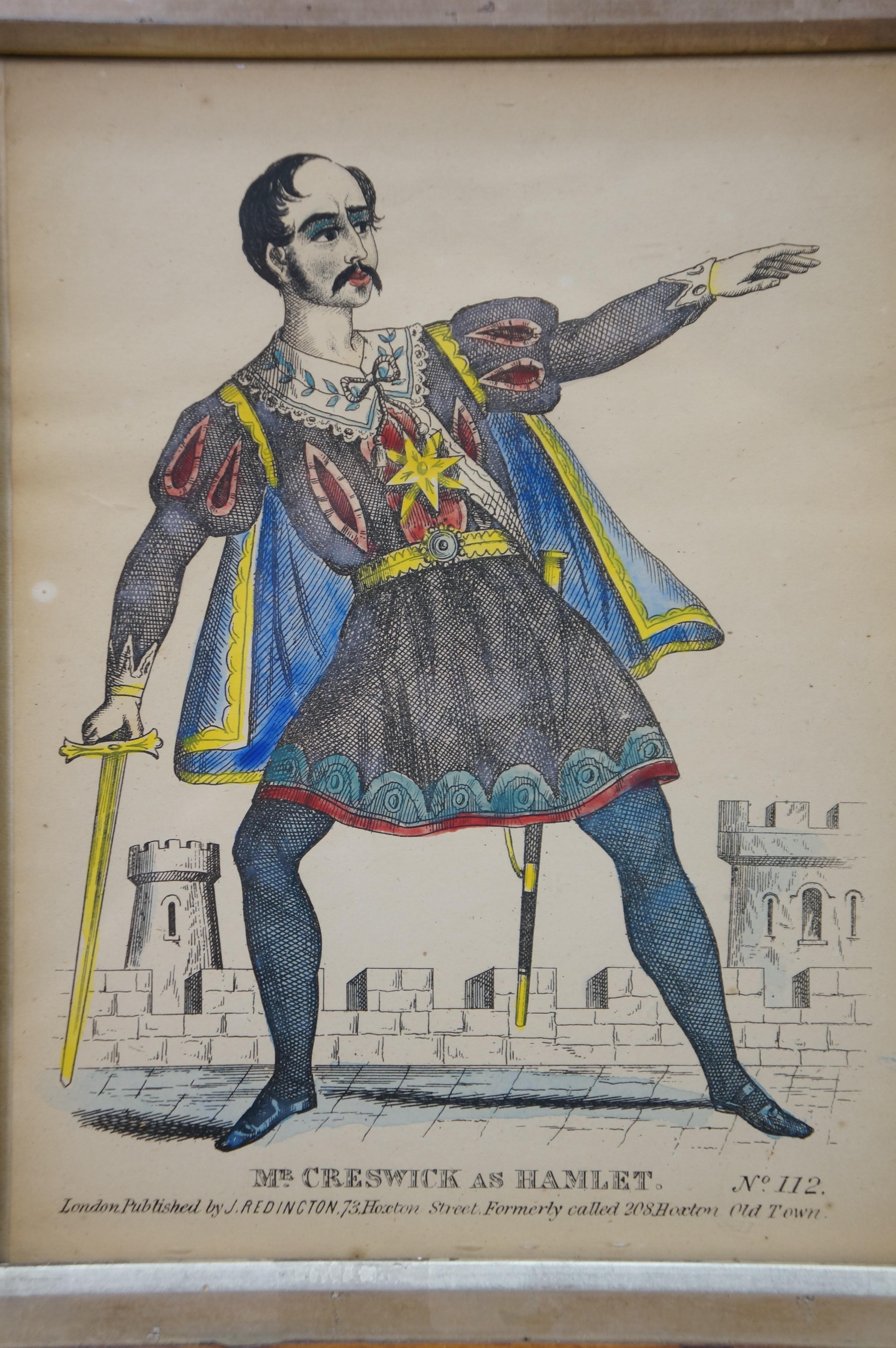 4 Antique J Redington London Shakespeare Theatrical Tinsel Etching Prints 13