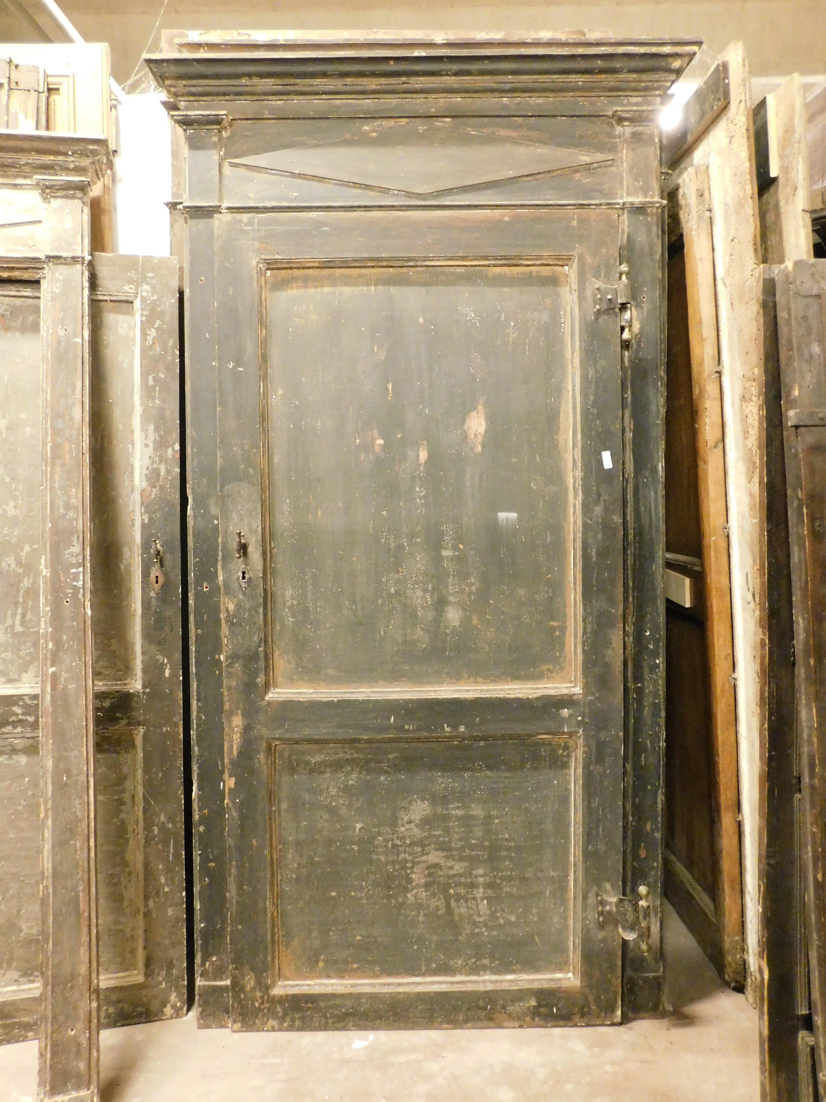 Italian 4 antique lacquered doors, first patina and original frame, Italy For Sale