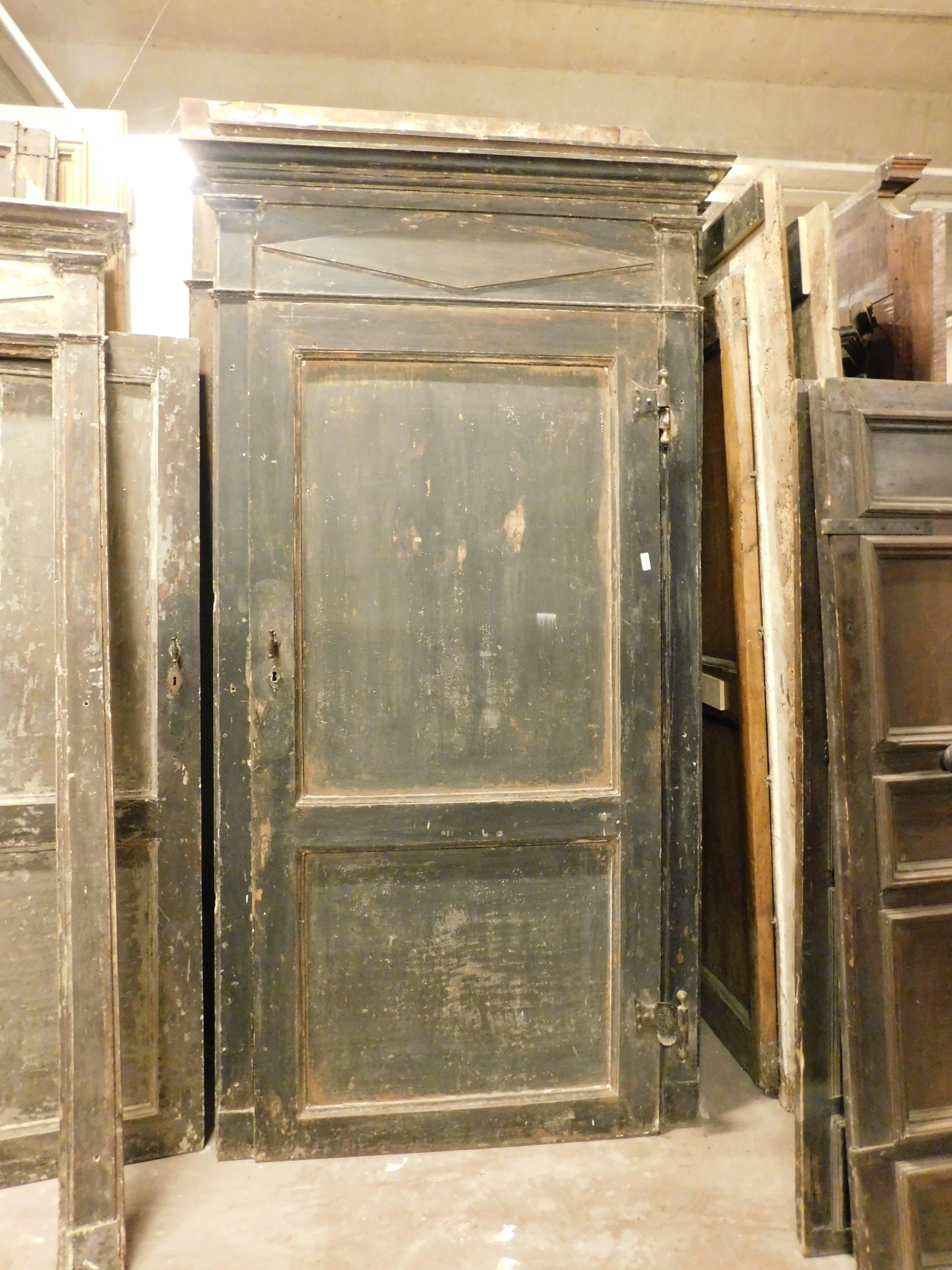 Hand-Painted 4 antique lacquered doors, first patina and original frame, Italy For Sale