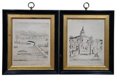 4 Antique Lewis Miller Framed Folk Art Colored Pennsylvania Dutch Prints